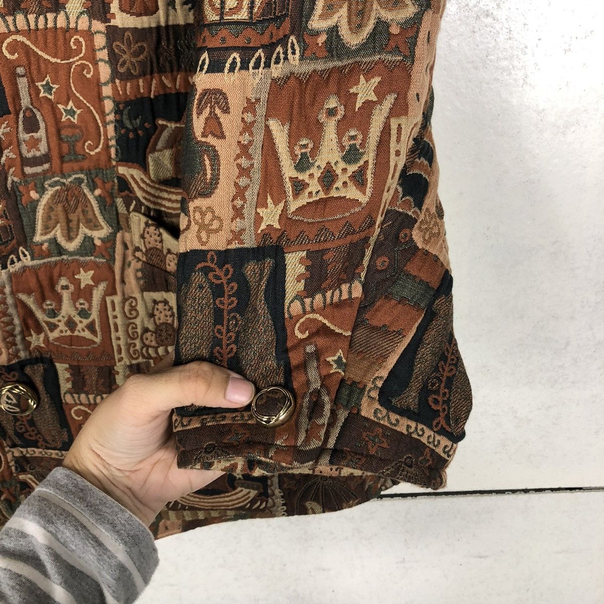 Japanese Brand 📌VINTAGE BIKER JACKET BUTTON PATCHWORK IPANEMA ISSEY MIYAKE Size M / US 6-8 / IT 42-44 - 16 Thumbnail