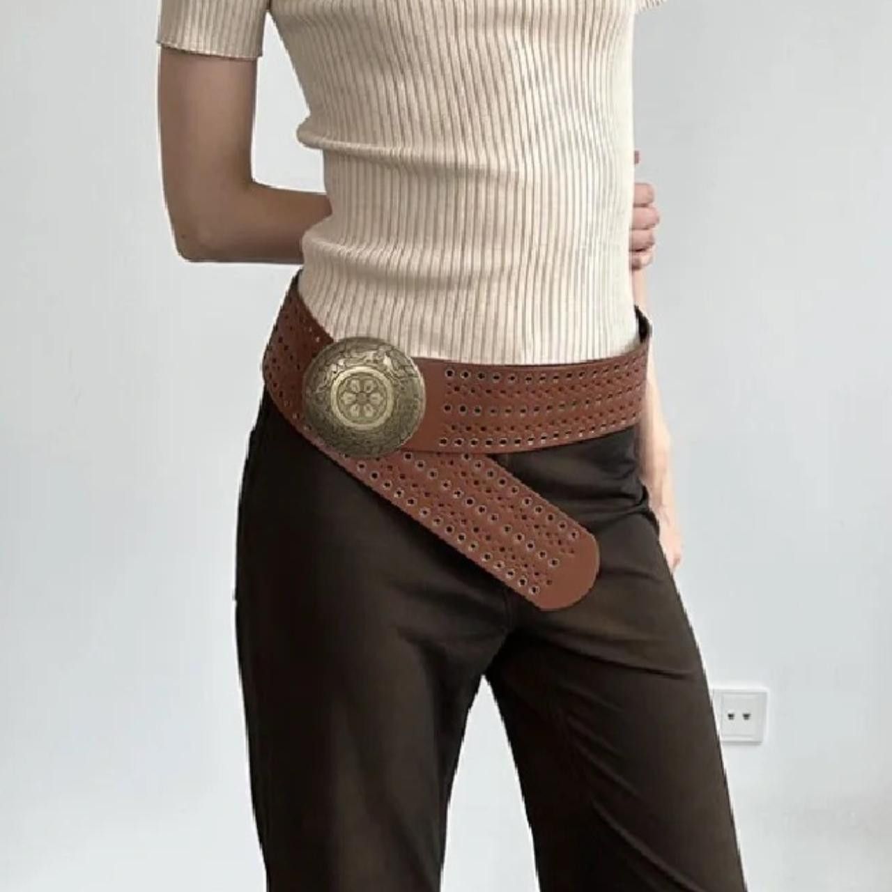 Other Y2K Chunky Oversized Buckle Boho Belt OS Size ONE SIZE - 3 Thumbnail