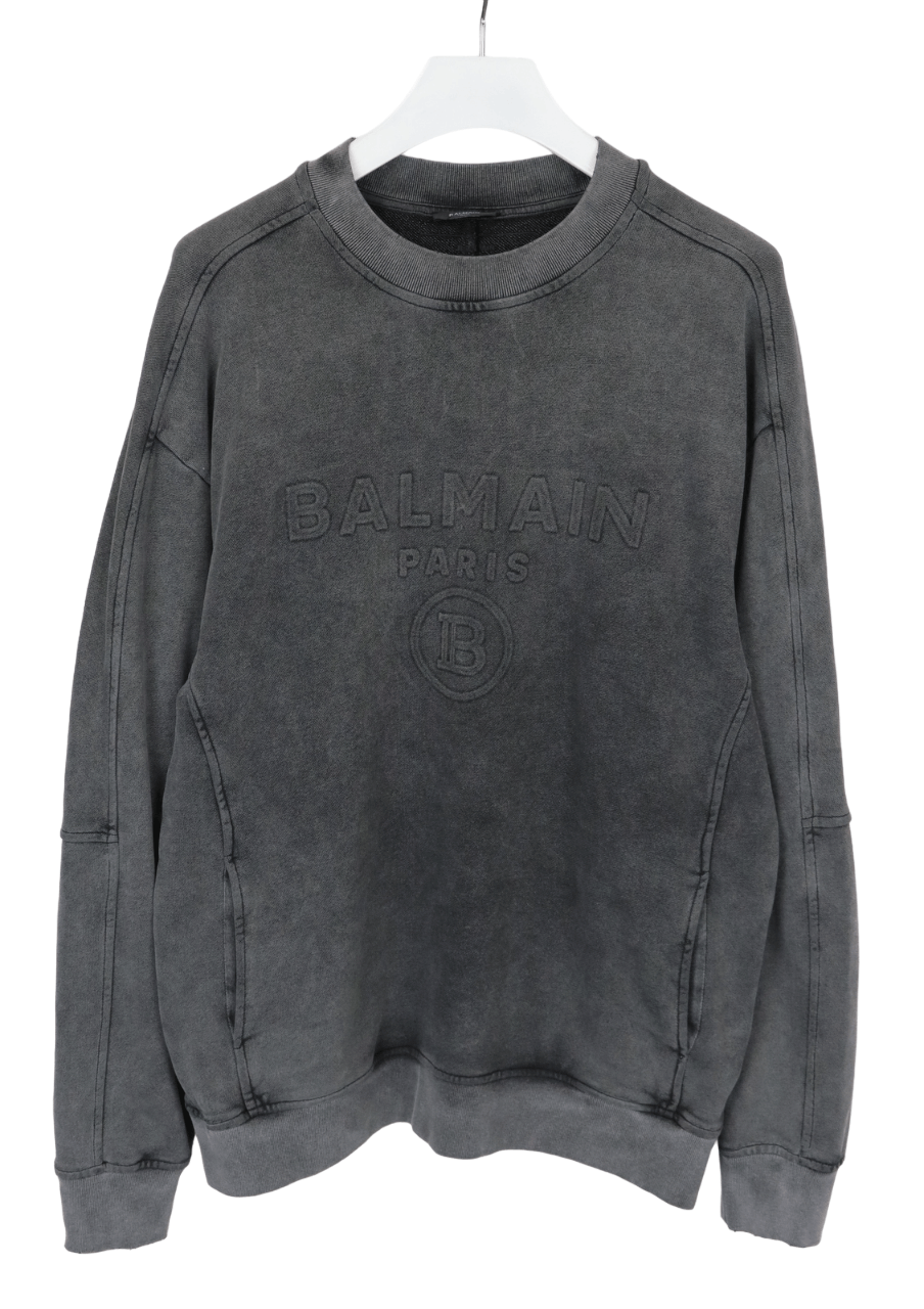 Balmain BALMAIN Sweatshirt Men's LARGE French Terry Embossed Size US L / EU 52-54 / 3 - 1 Thumbnail