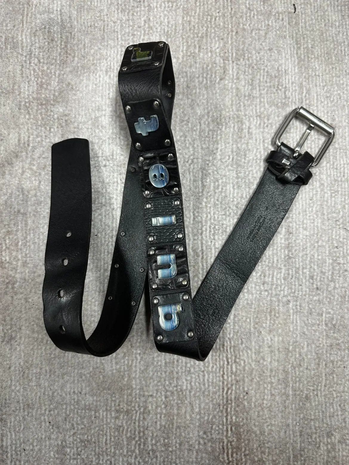 Pre-owned Martine Rose 21aw Quiet Riot Applique Belt In Black
