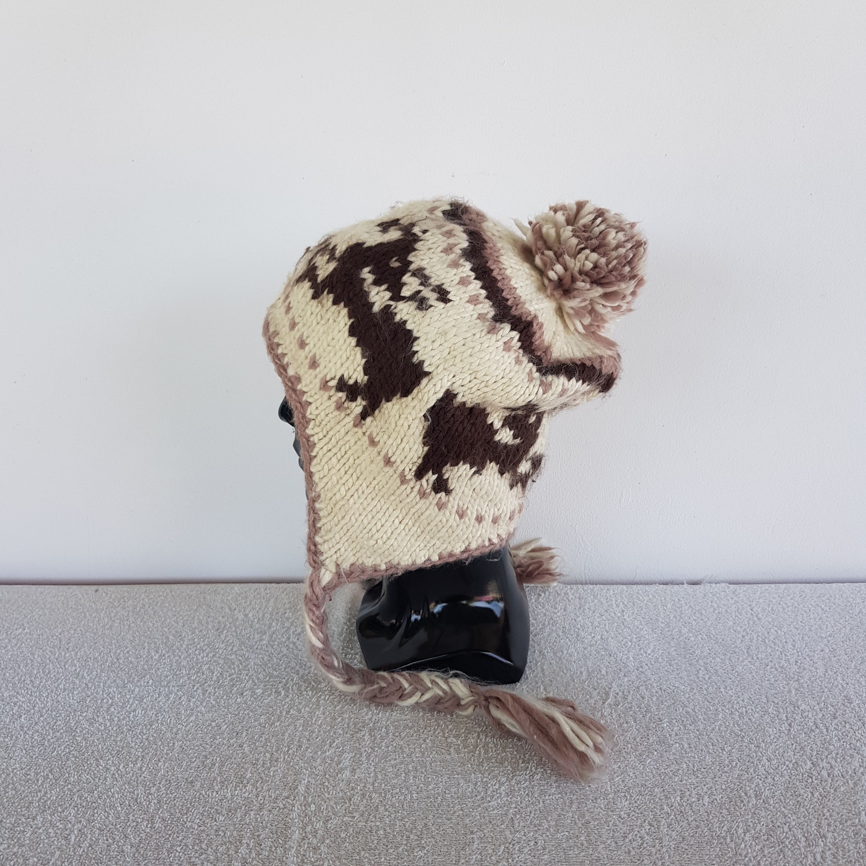 Japanese Brand Vintage Navajo Aztec Deer Earflap Beanie Snow Caps Ski Hats. Size ONE SIZE - 4 Thumbnail