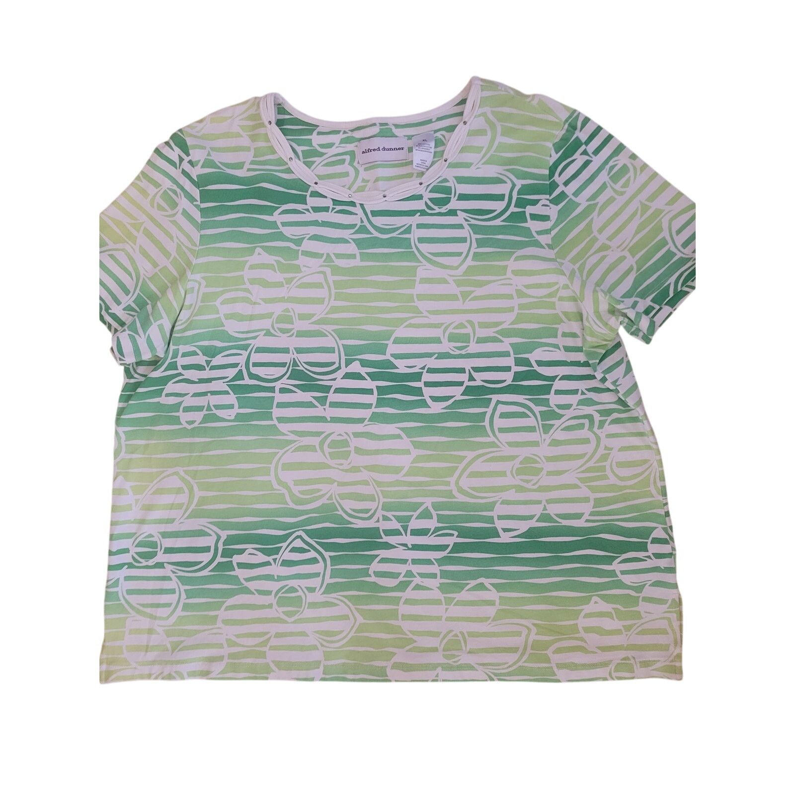 Other Alfred Dunner Green Floral Shirt Floral Women Sz XL Size XL / US 12-14 / IT 48-50 - 2 Thumbnail