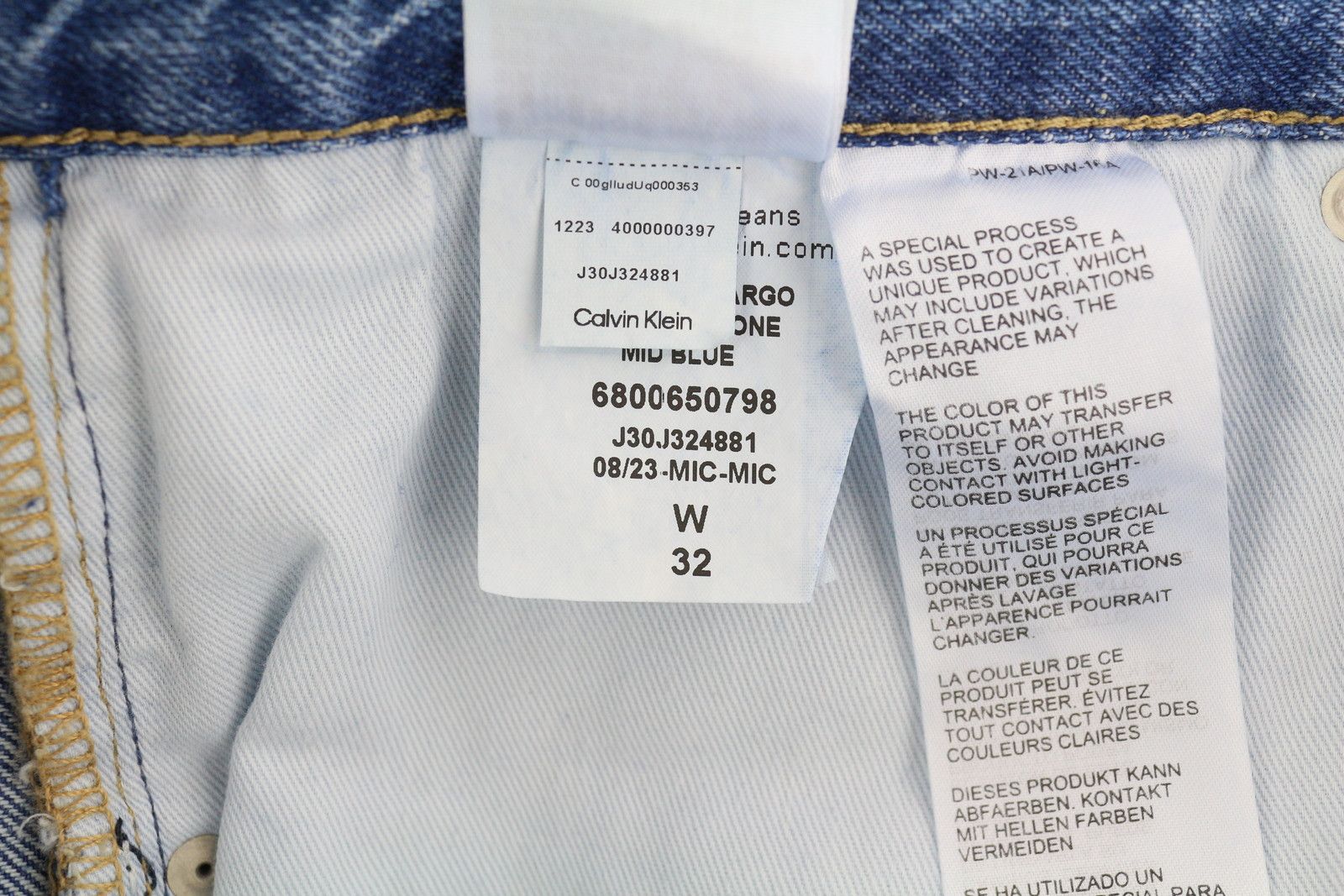 Calvin Klein 90'S LOOSE CARGO W32 Blue Regular Fit Logo Jeans 84964 Size US 32 / EU 48 - 9 Thumbnail