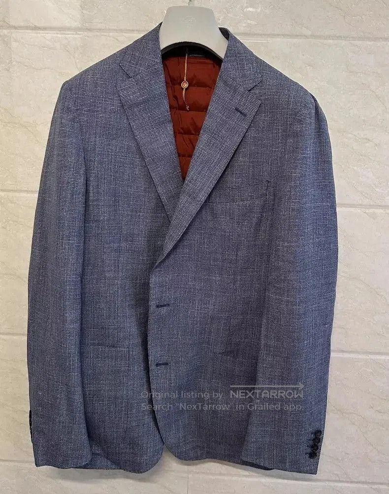 Loro Piana Blue White Rain System Blazer.