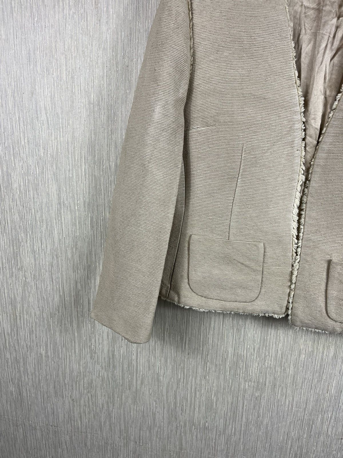 Designer × L'AGENCE L’agence raw silk blazer striped jacket distressed sand Size M / US 6-8 / IT 42-44 - 7 Thumbnail