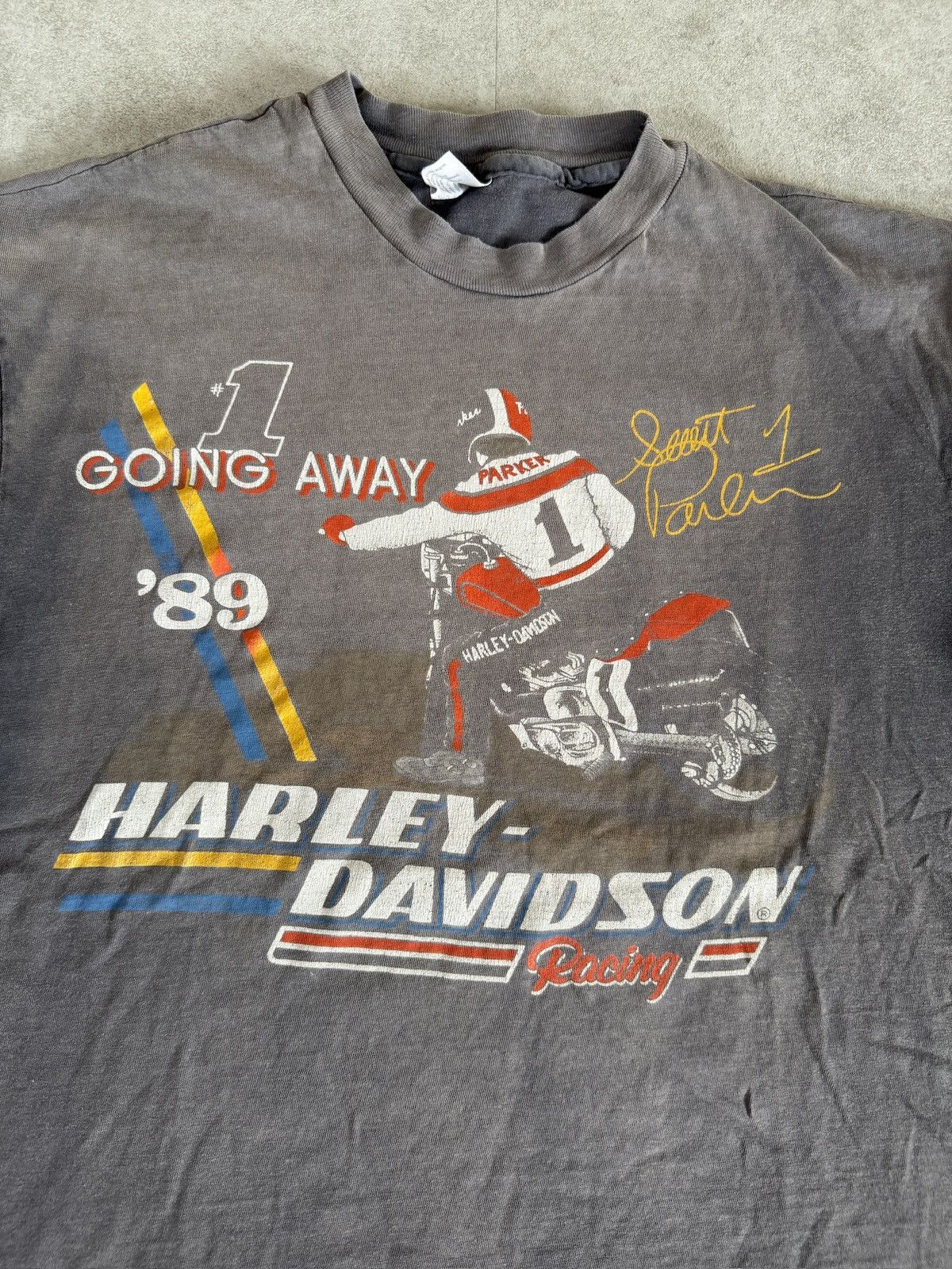 Harley Davidson *RARE* 1989 80s VINTAGE HARLEY DAVIDSON RACING SCOTT PARKER Size US XL / EU 56 / 4 - 7 Thumbnail