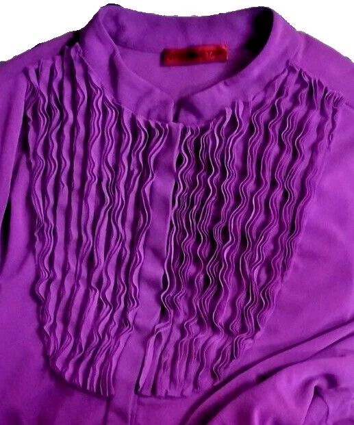 Designer × Vivienne Tam VIVIENNE TAM Short Dress Purple Ruffle With Waist Tie Size S / US 4 / IT 40 - 9 Thumbnail