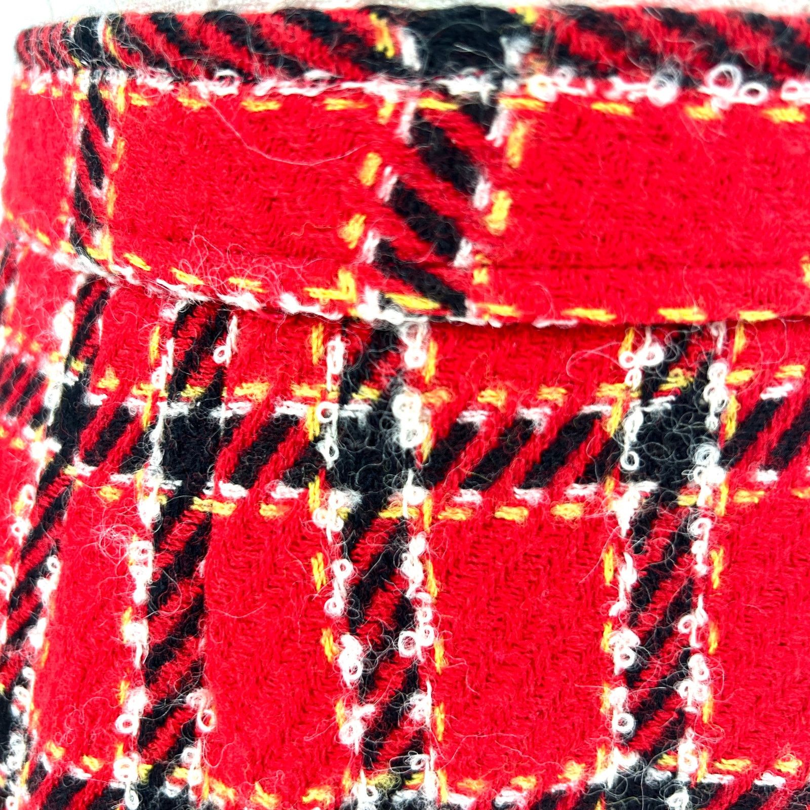 Evan Picone Vintage 80s Red Black Plaid 100% Wool Academia Pencil Skirt Size 32" / US 10 / IT 46 - 3 Thumbnail