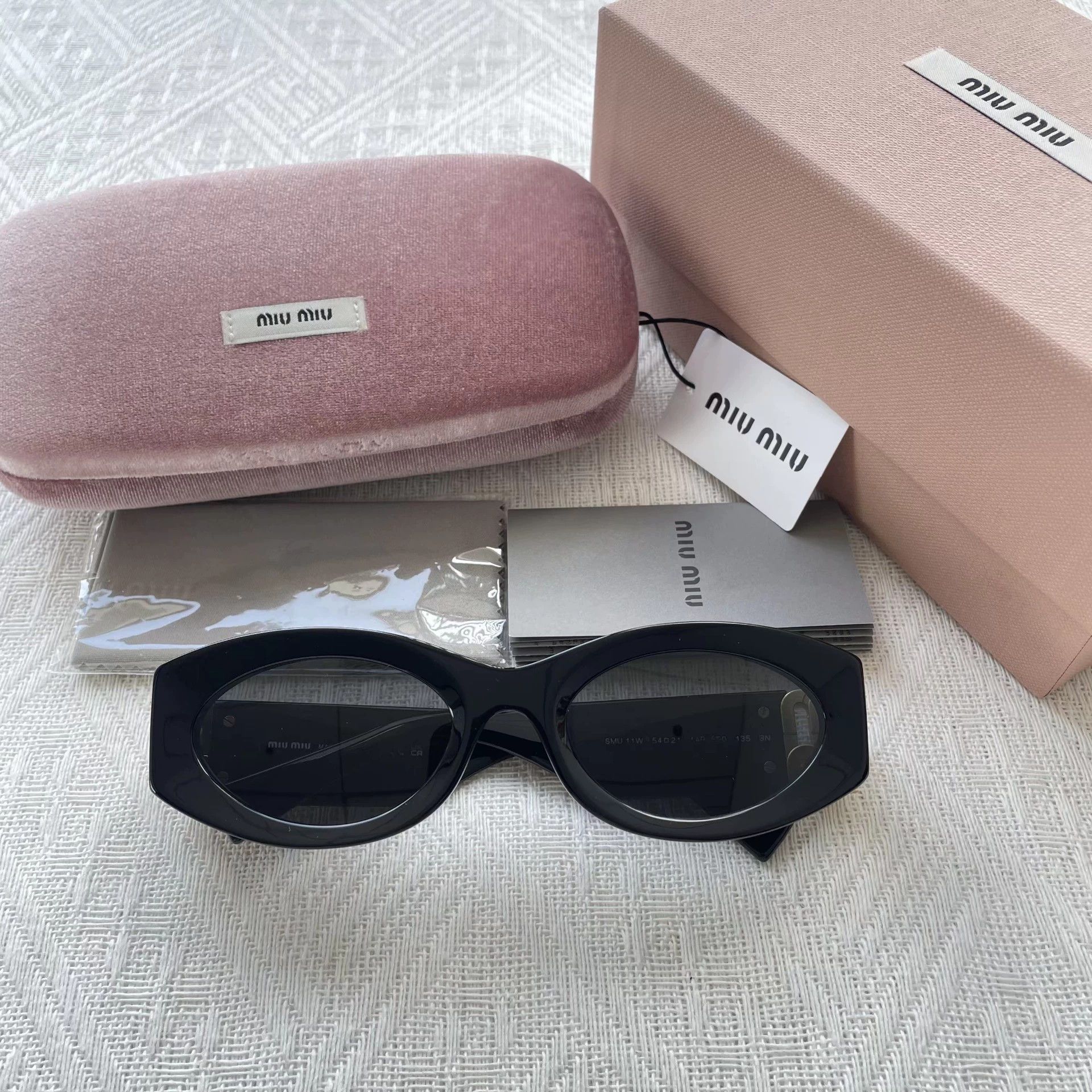 Miu Miu MIU MIU Women's Black Oval Sunglasses 99 New Full Set Size ONE SIZE - 1 Thumbnail