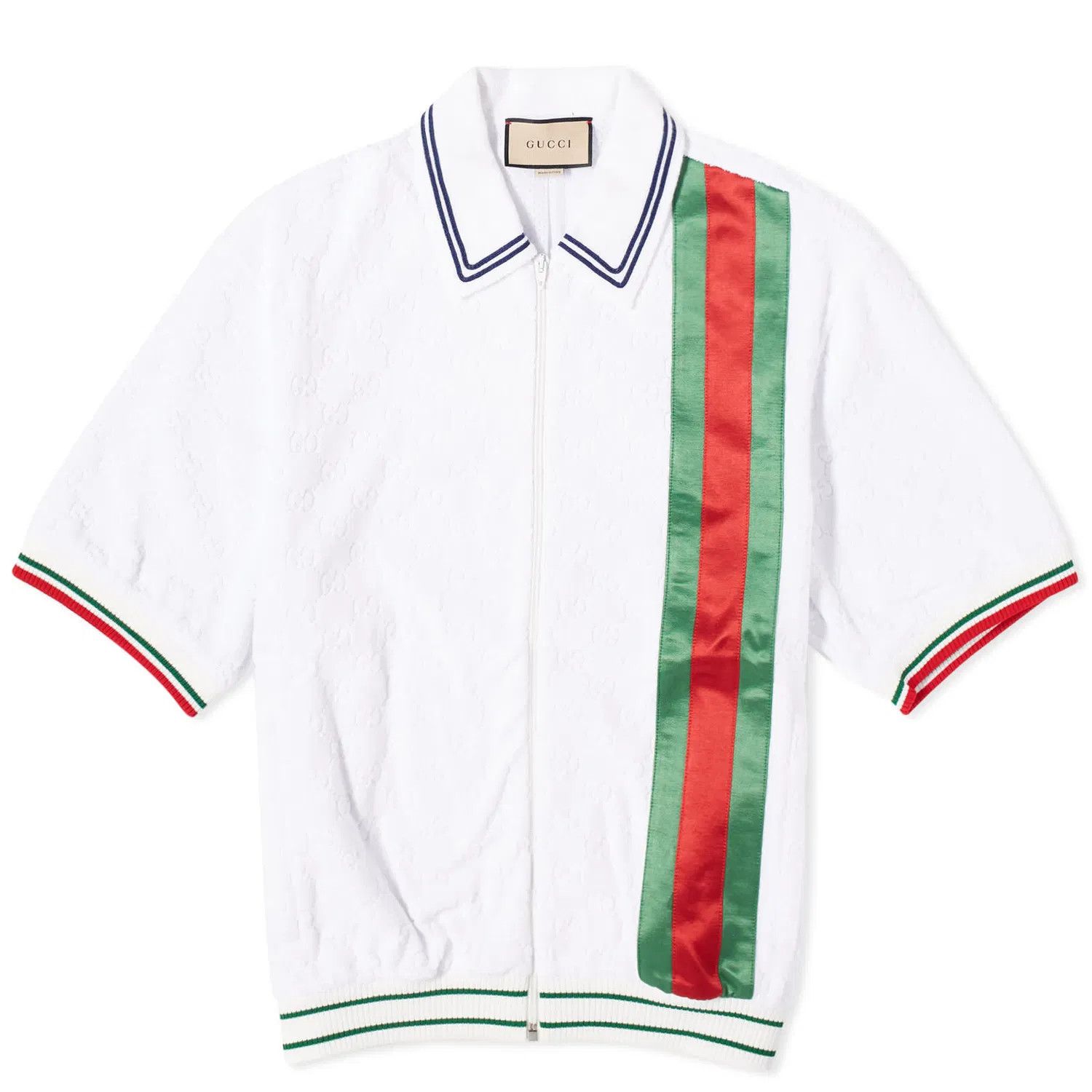 Gucci o1mt1gz0525 GG Cotton Terry Cloth Polo With Web in White Size US XL / EU 56 / 4 - 1 Preview