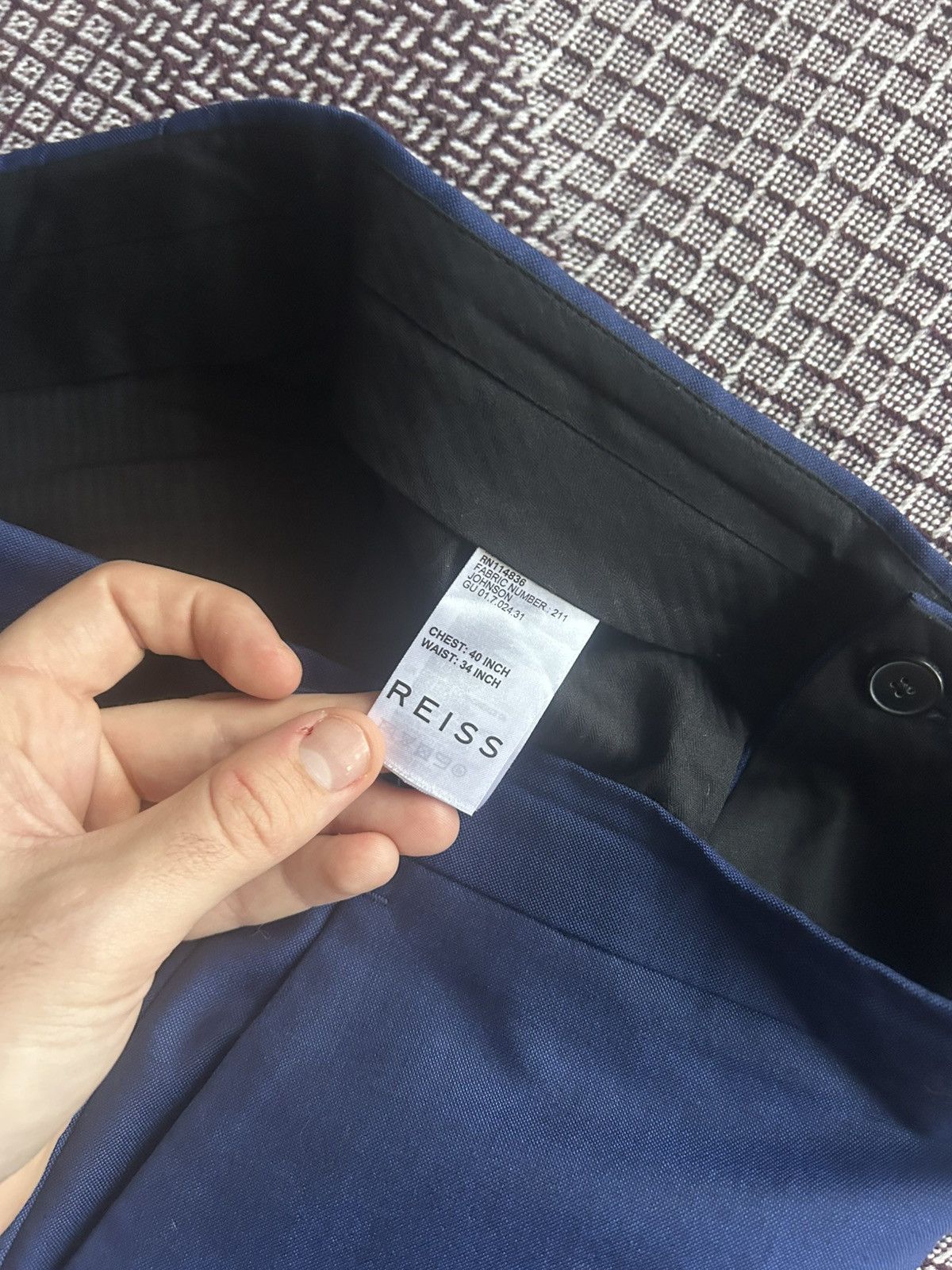 Reiss Reiss Blue Suit Solid Style Classic One Button Mens Size 40R Size 40R - 21 Thumbnail
