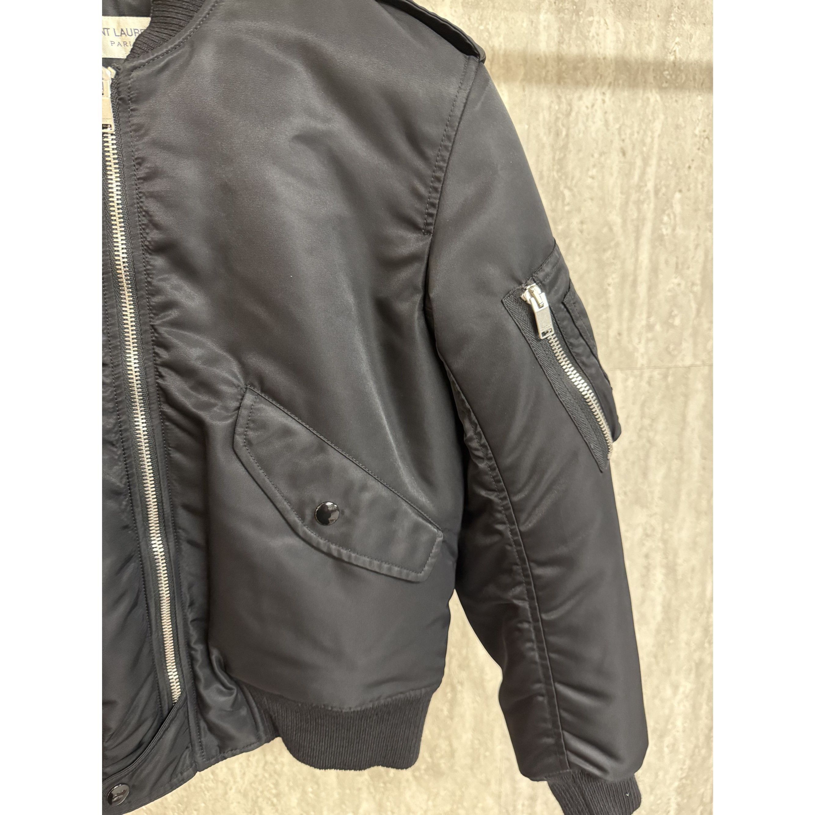 Saint Laurent Paris Saint Laurent Paris Womens Black Bomber Jacket F38 Size XS / US 0-2 / IT 36-38 - 6 Thumbnail