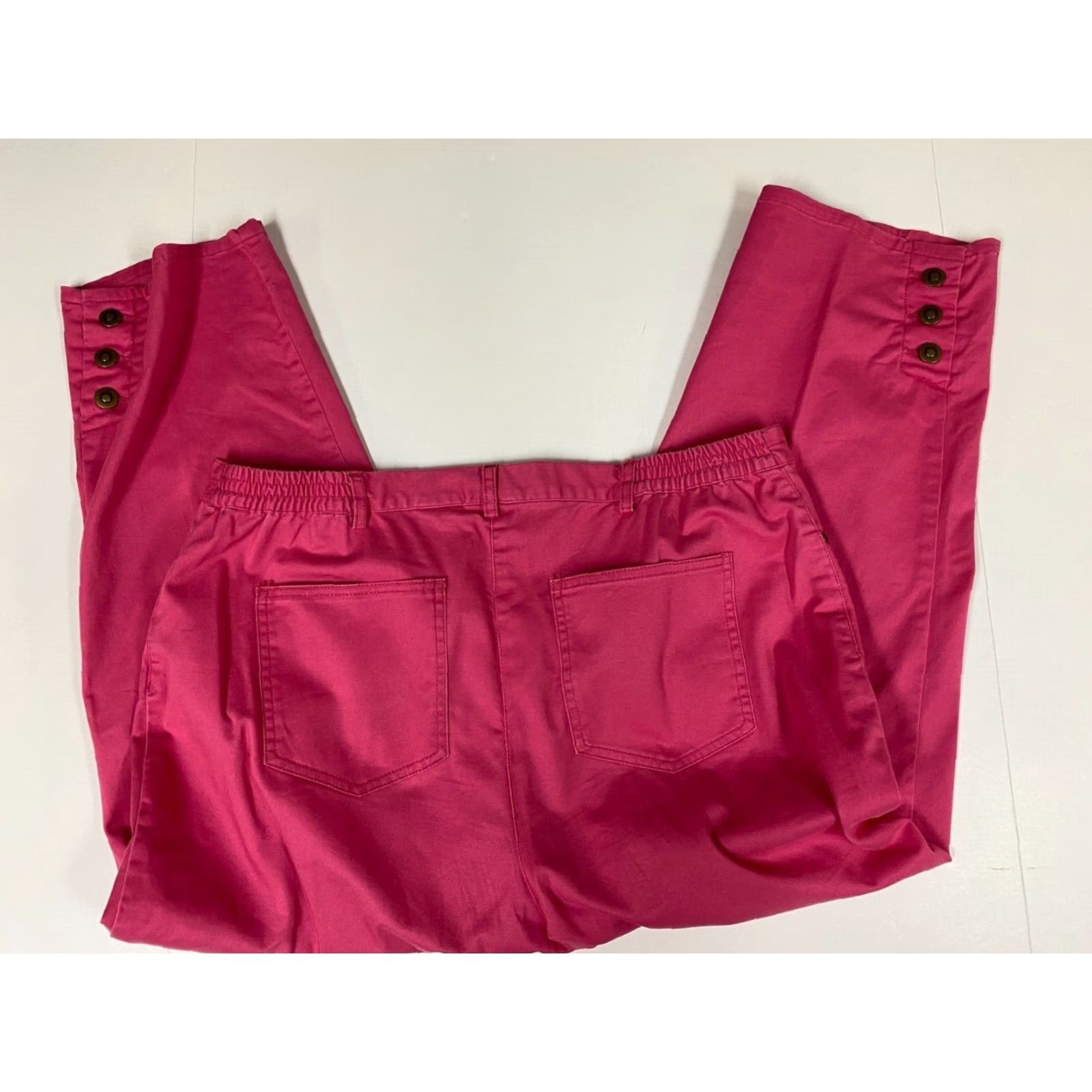 Vintage Ruby Rd Womens Pants 36x24 Pink Straight Chino Cotton Spandex Knit Casual Slimming Regular 24 Inseam Womens Pants Regular Rise Size 25" / US 0 / IT 36 - 5 Thumbnail