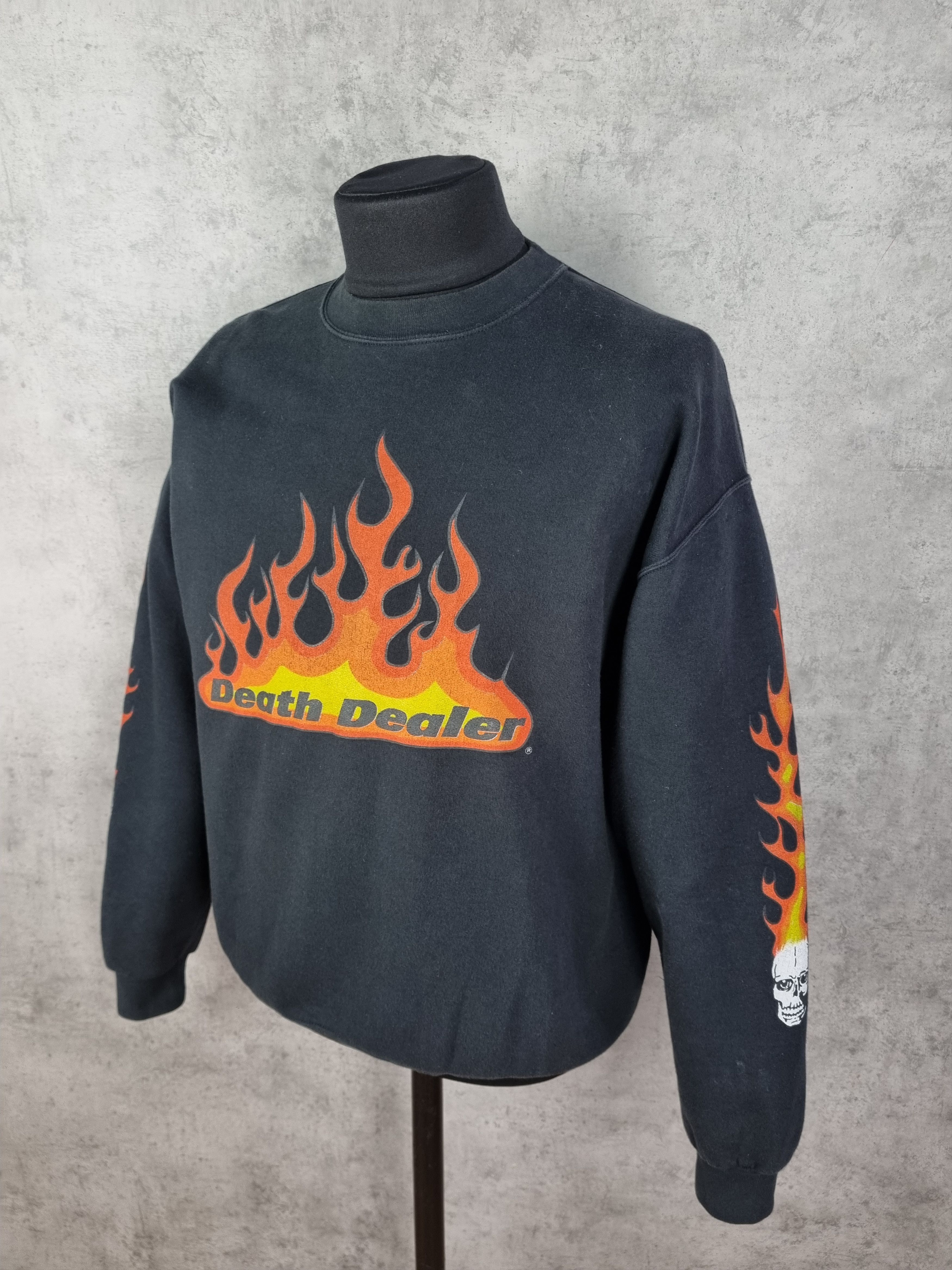 Vintage Death Dealer Flames Fire Sweatshirt Thrasher style