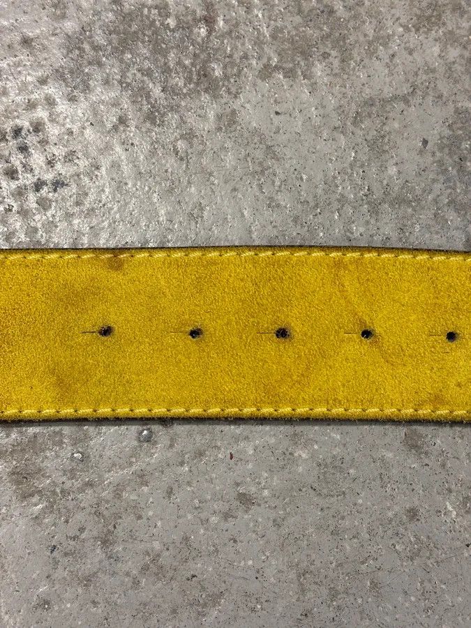 Roberto Cavalli × Vintage 2000s Roberto Cavalli Yellow Suede Leather Embellished Buckle Belt Size ONE SIZE - 8 Thumbnail
