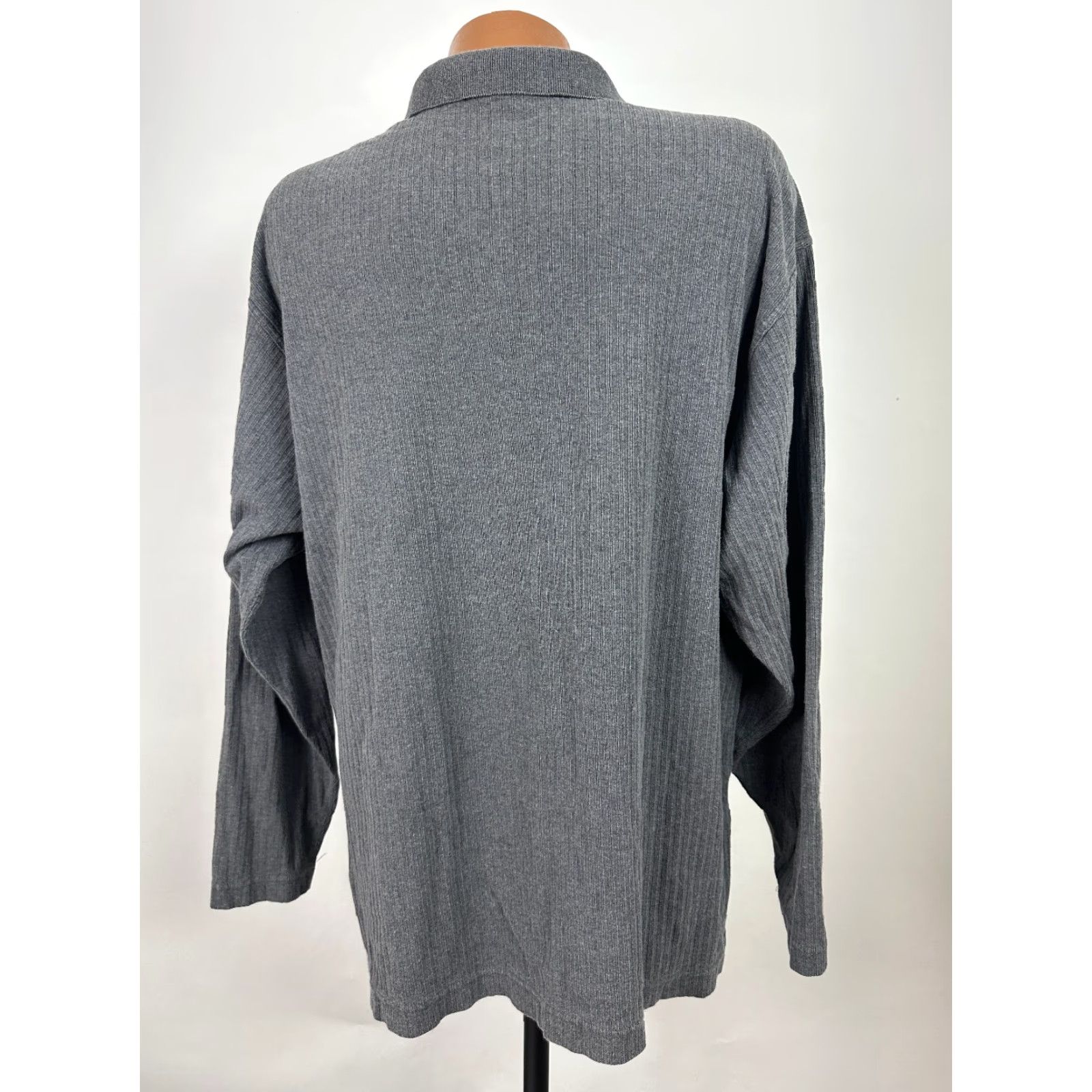 Banana Republic VINTAGE Banana Republic Polo Shirt Men Large 90s Ribbed Cotton Gray Formal Casual Golf Tennis L Mens Size US L / EU 52-54 / 3 - 7 Thumbnail