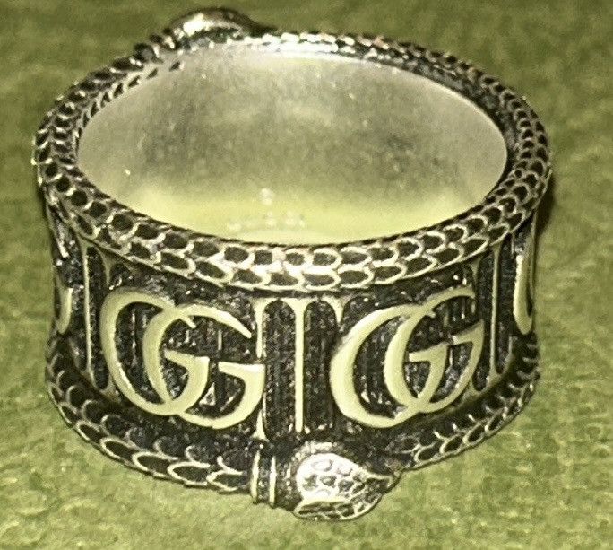 Gucci Gucci Silver Marmont Snake Ring with Double G AG925 Size ONE SIZE - 7 Thumbnail