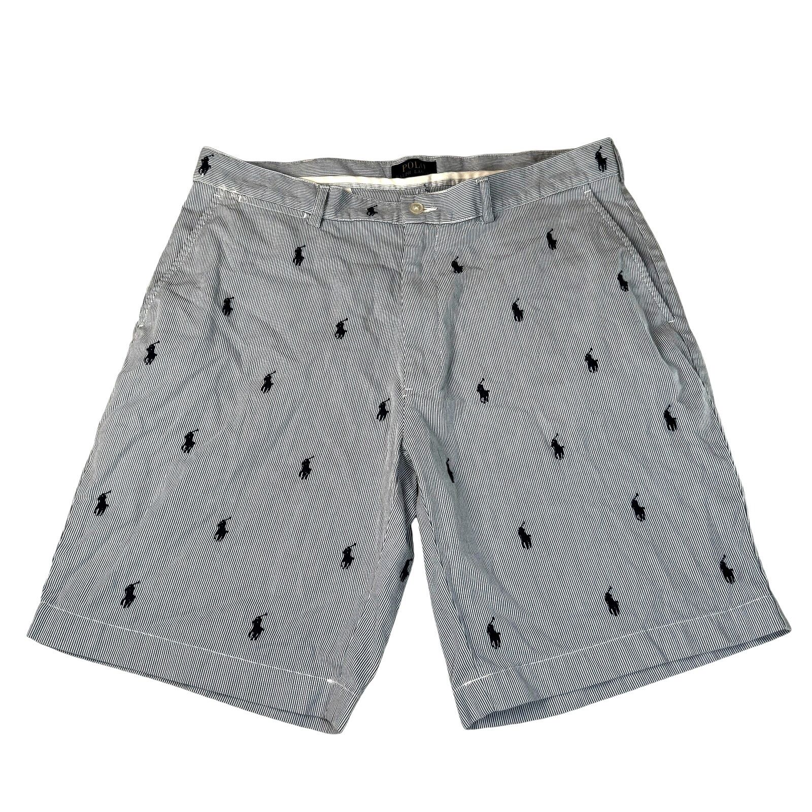 Polo Ralph Lauren Polo Ralph Lauren Blue Striped Embroidered Logo Shorts 35 Size US 35 - 2 Thumbnail