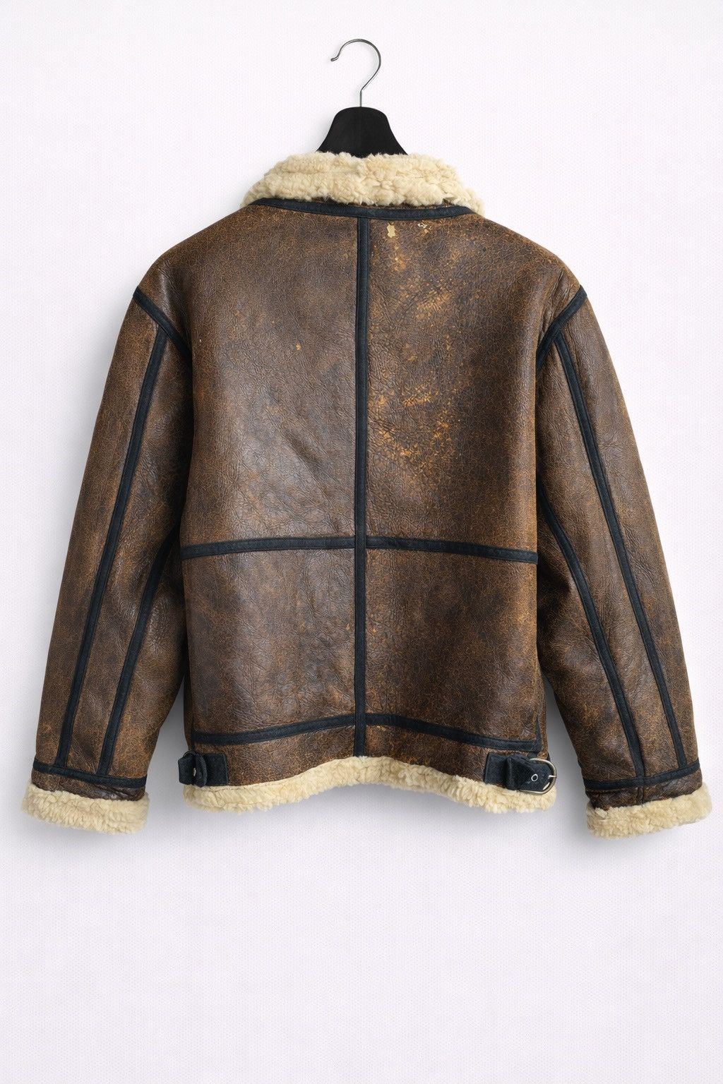Vintage STRATH CONAR B-3 Shearling Leather Flight Jacket Distressed Size US M / EU 48-50 / 2 - 2 Thumbnail