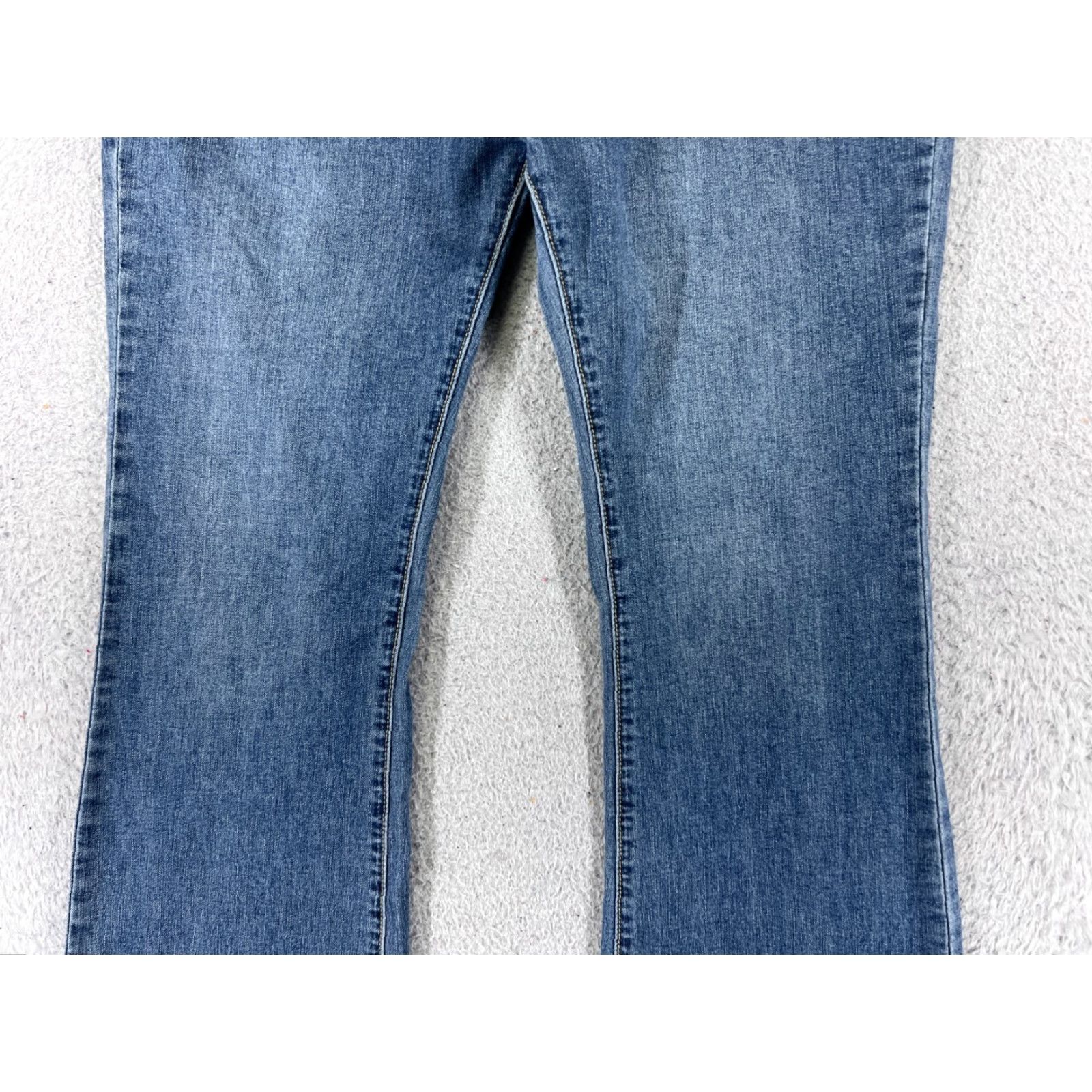 Vintage Misslook Jeans Womens Medium Blue Flare High Rise 28x29 Cotton Blend 5-Pocket Denim Distressed Cropped Lightweight Storm Womens Size 32" / US 10 / IT 46 - 3 Thumbnail