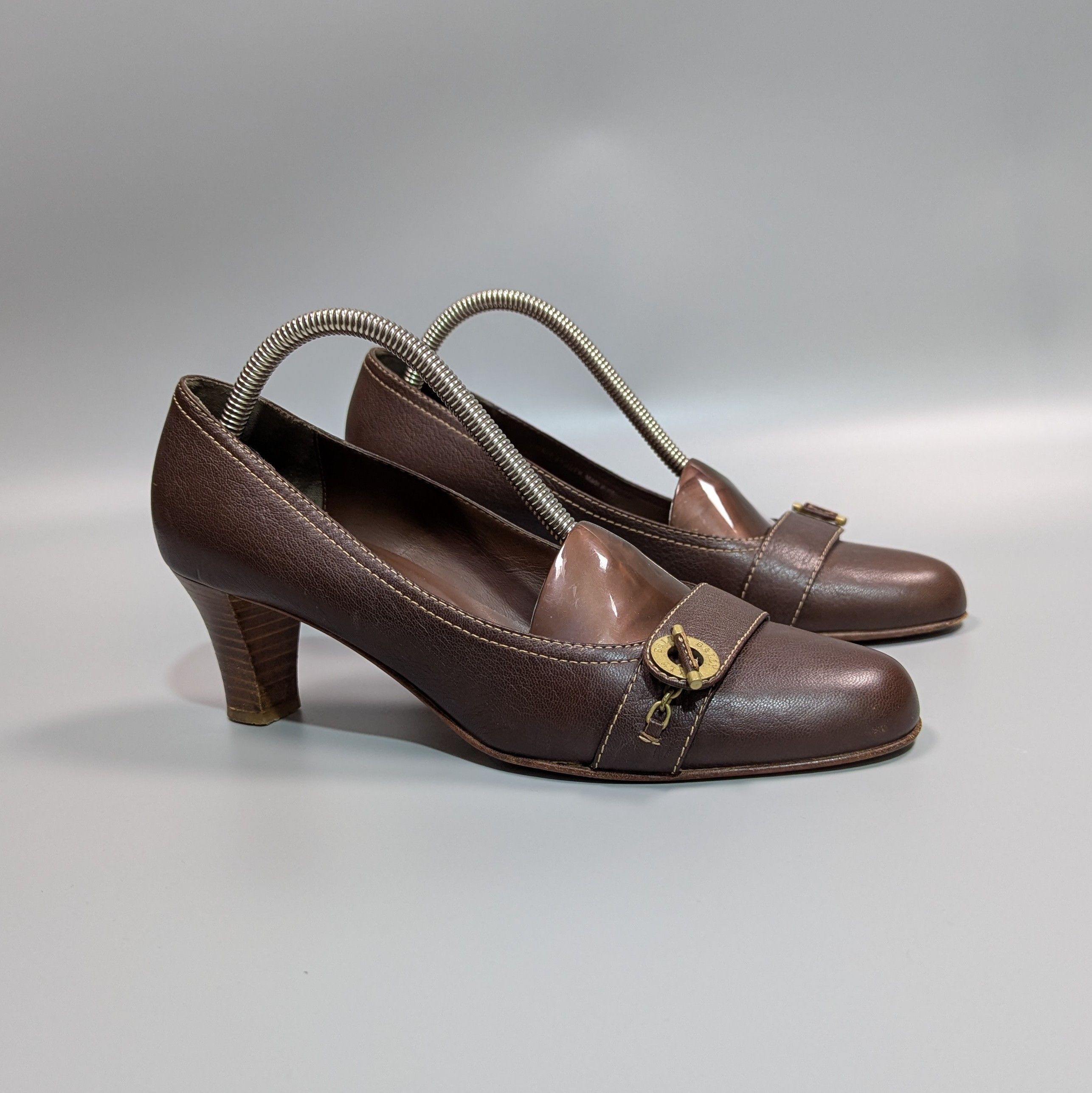 Bally BALLY Women's Leather Brown Open Luxury Shoes Size US 10.5 / IT 40.5 - 3 Thumbnail
