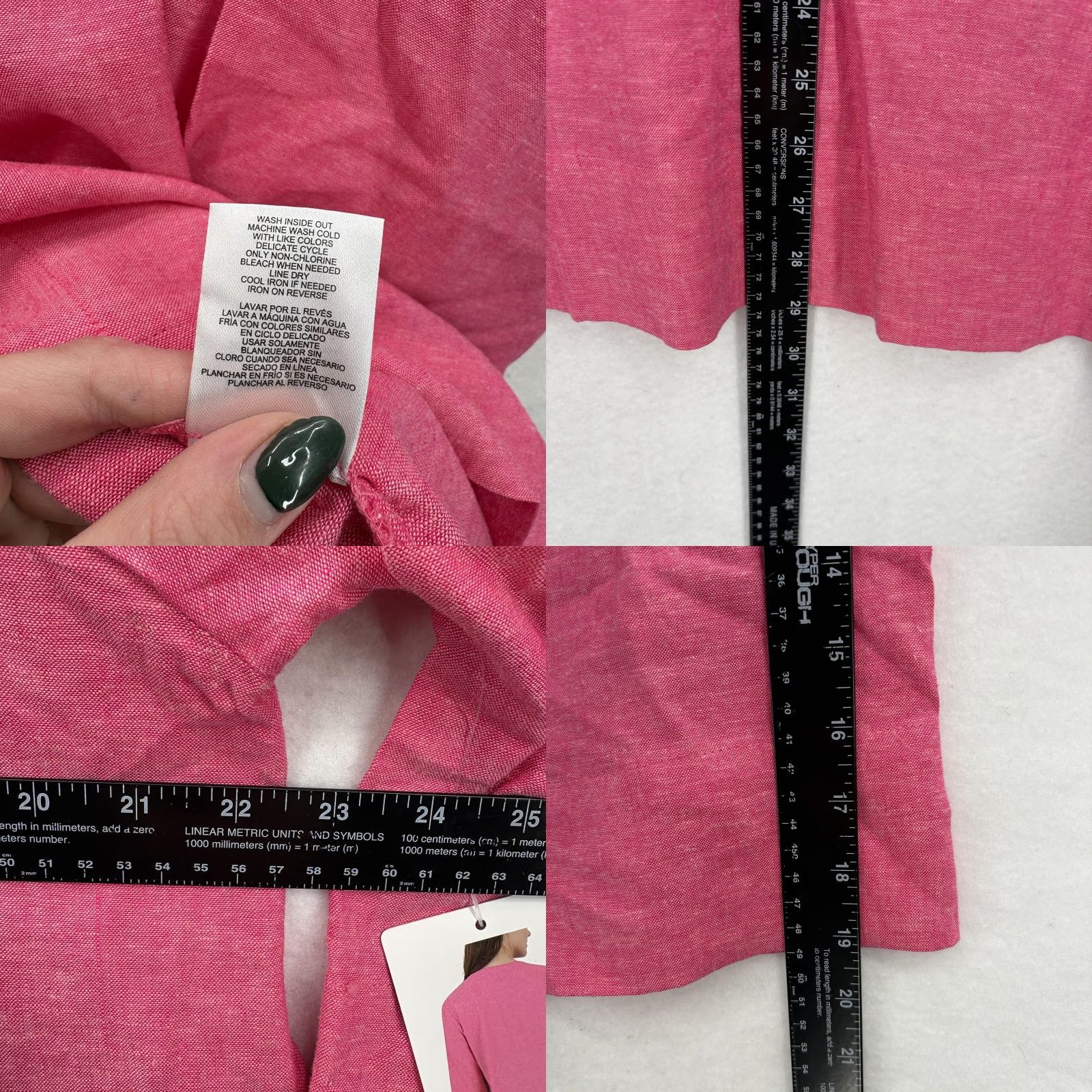Lands' End Lands' End Shirt Womens Large Pink Split Neck 3/4 Sleeve Linen Tunic Top Preppy Size L / US 10 / IT 46 - 8 Thumbnail