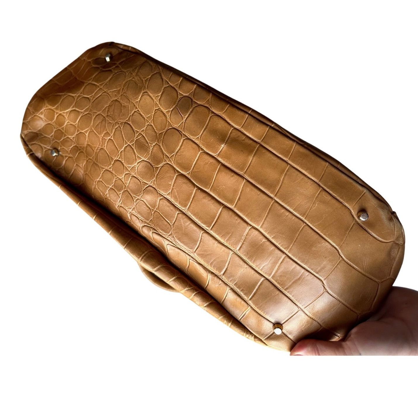Furla FURLA Croc Embossed Camel Colored Leather Bag Size ONE SIZE - 11 Thumbnail
