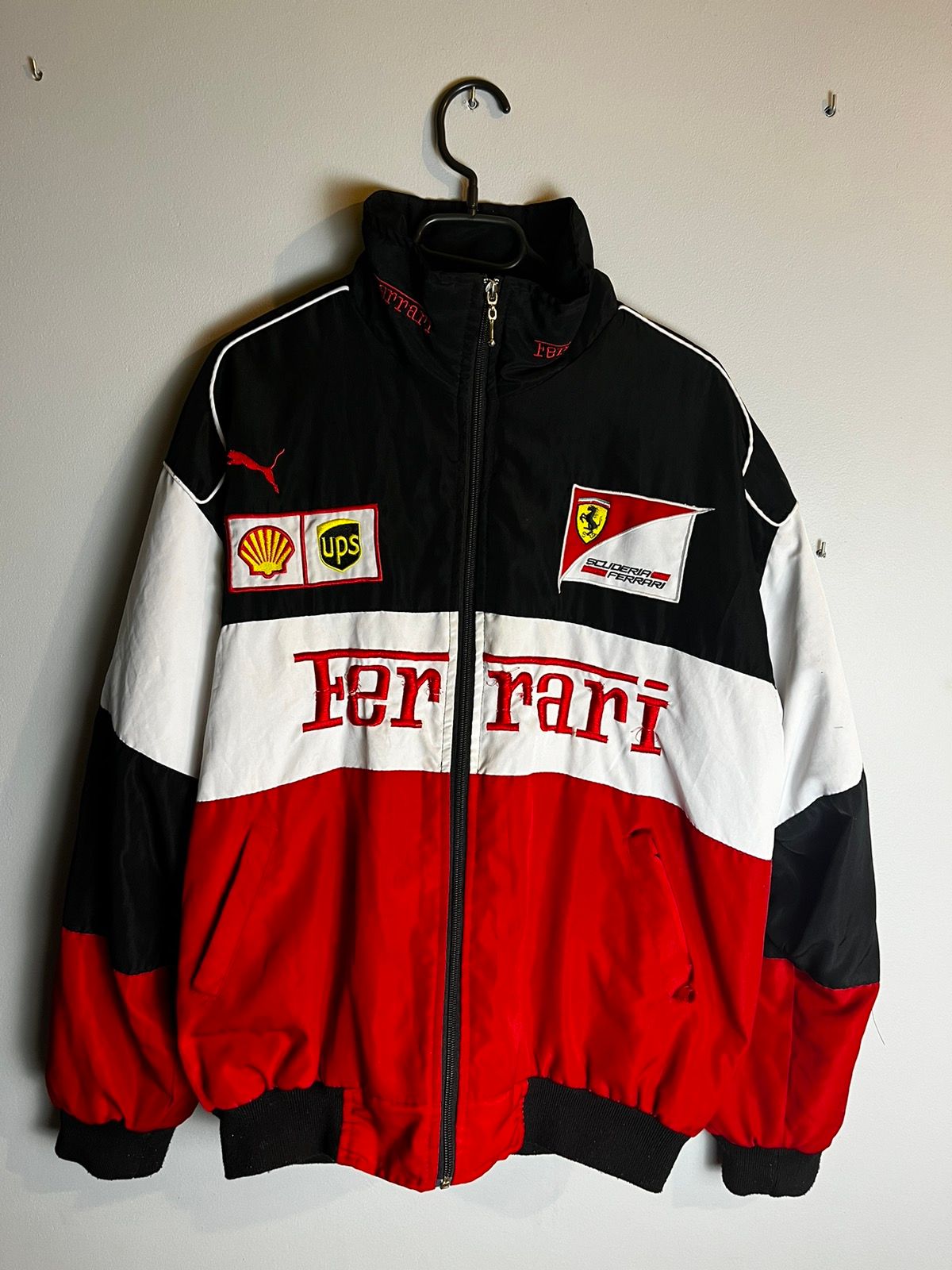 Pre-owned Ferrari X Vintage Streatwear Ferrari Jacket In Black/white/red