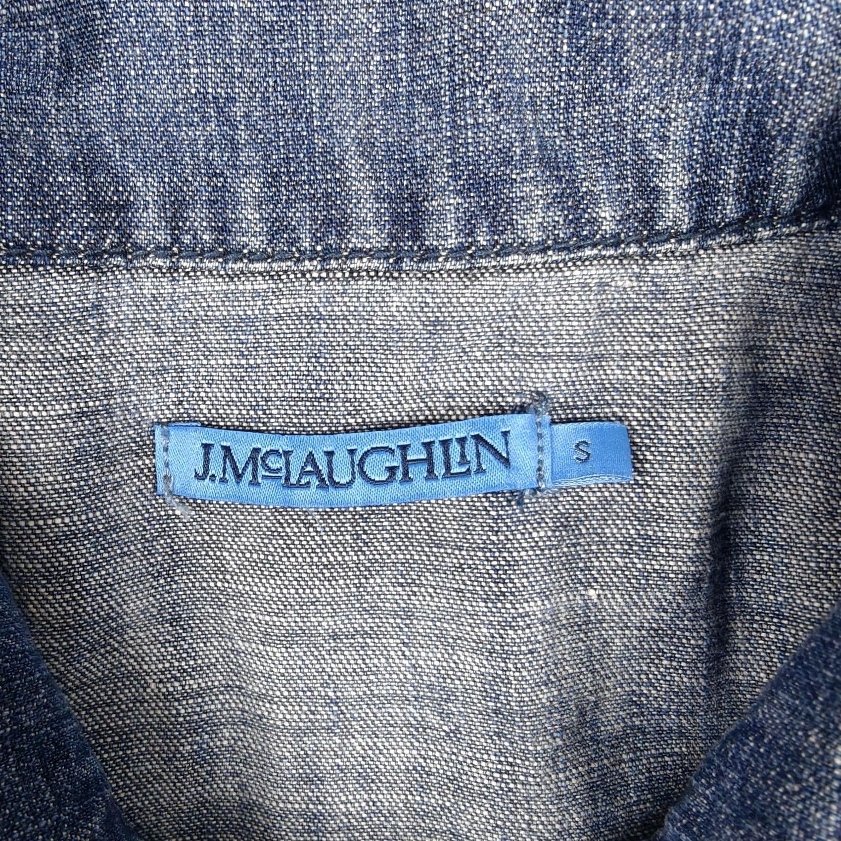 J.McLaughlin VINTAGE J McLaughlin Jacket Womens Small Blue Linen Chambray Button Front Pockets Size S / US 4 / IT 40 - 3 Thumbnail