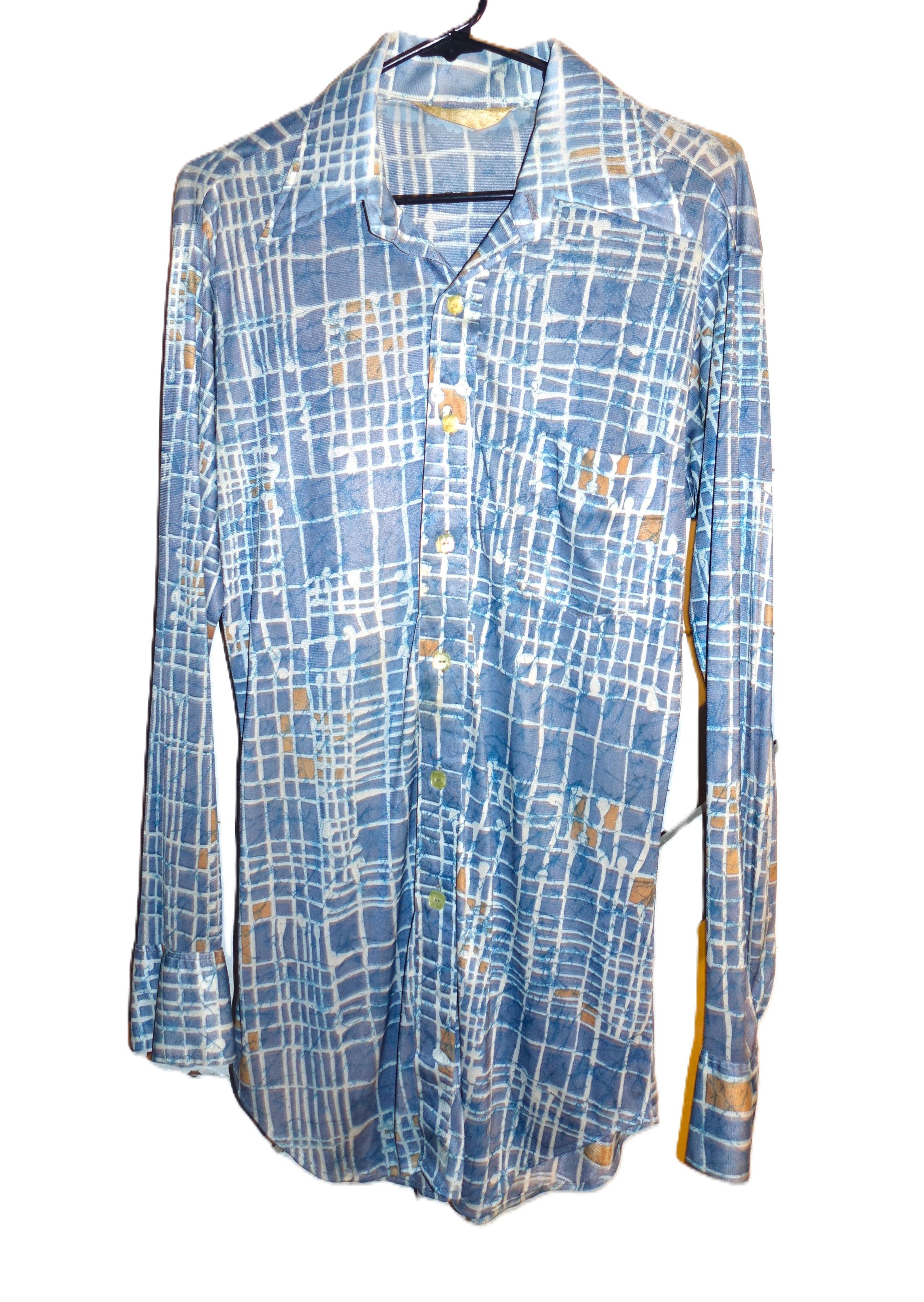 Vintage Vintage Mr. Longfellow Blue Tan Nylon Shirt S/M Size US S / EU 44-46 / 1 - 5 Thumbnail