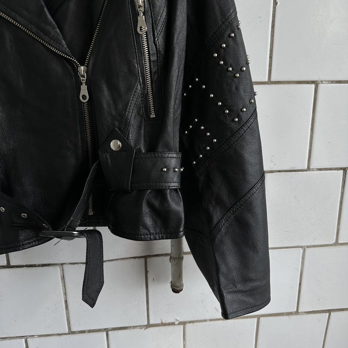 Japanese Brand × Vintage Vintage Japanese Style Moto Leather Jacket Style USA Y2K 90s Size S / US 4 / IT 40 - 6 Thumbnail