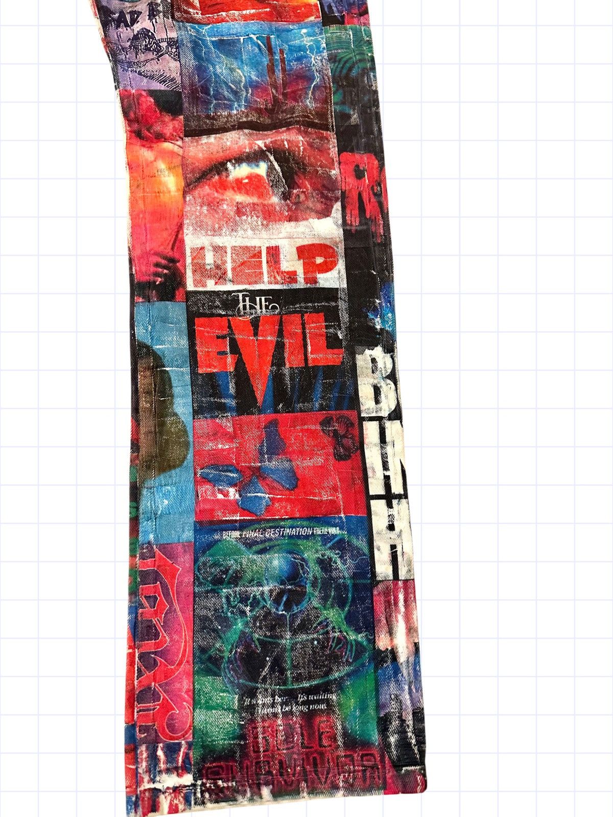Designer × Vintage 1/1 Horror Printed Denim Size US 33 - 7 Thumbnail