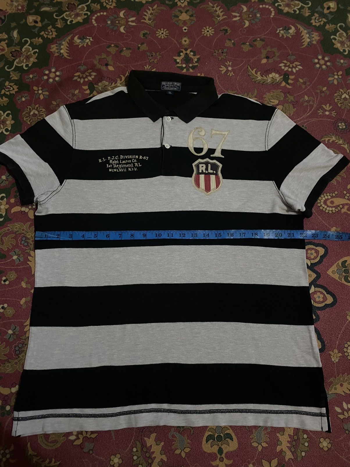 Designer × Polo Ralph Lauren × Vintage Vintage Ralph Lauren RL 67 Striped Polo Shirt Size US L / EU 52-54 / 3 - 8 Thumbnail