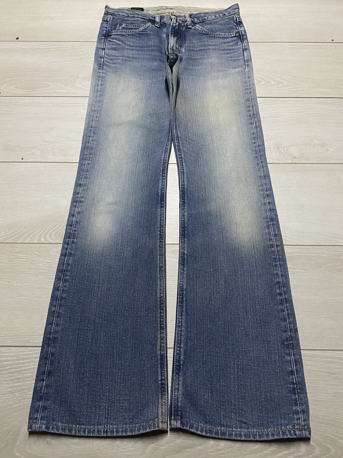 Lee Vintage Lee Rider Faded Wash Distressed Flare Bootcut Jeans Size US 29 - 1 Thumbnail