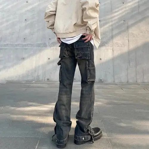 Japanese Brand Y2k Flared Trousers Vintage Multi-pocket High Street Denim Size US 32 / EU 48 - 6 Thumbnail