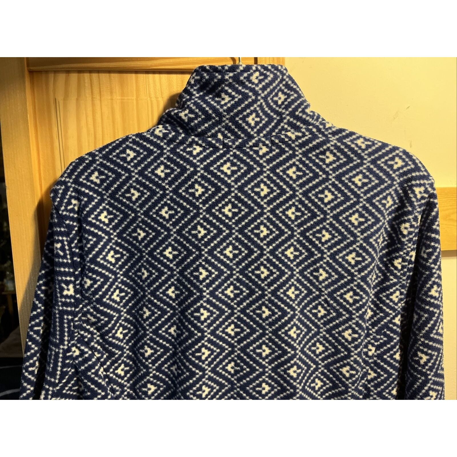 Lands' End Lands End Women M 10-12 Blue Geometric Fleece 1/4 Zip Jacket Size M / US 6-8 / IT 42-44 - 11 Thumbnail