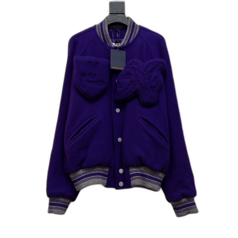 Louis Vuitton Louis Vuitton Purple Embroidered Varsity Jacket - dmc Size M / US 6-8 / IT 42-44 - 1 Thumbnail