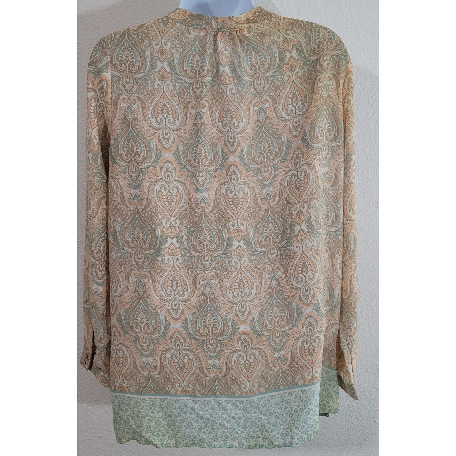 Other Rose & Olive Beige Orange Paisley Print Shirt S Long Sleeves Size S / US 4 / IT 40 - 2 Thumbnail