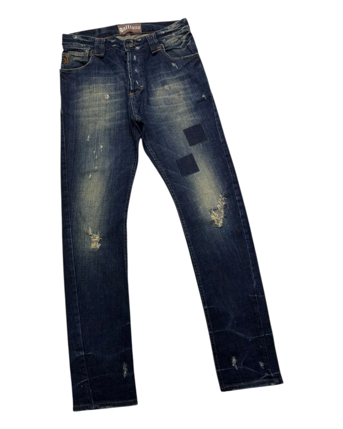 If Six Was Nine × John Galliano Vintage Galliano Patchwork Distressed Denim Jeans Letters Size US 32 / EU 48 - 3 Thumbnail