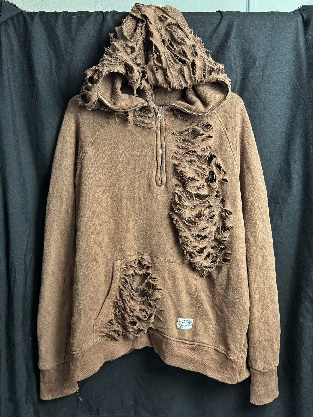 If Six Was Nine × Japanese Brand × Le Grande Bleu (L.G.B.) Distressed Saintpain Brown Hoodie full Zipper Ifsix lgb Size US L / EU 52-54 / 3 - 1 Thumbnail