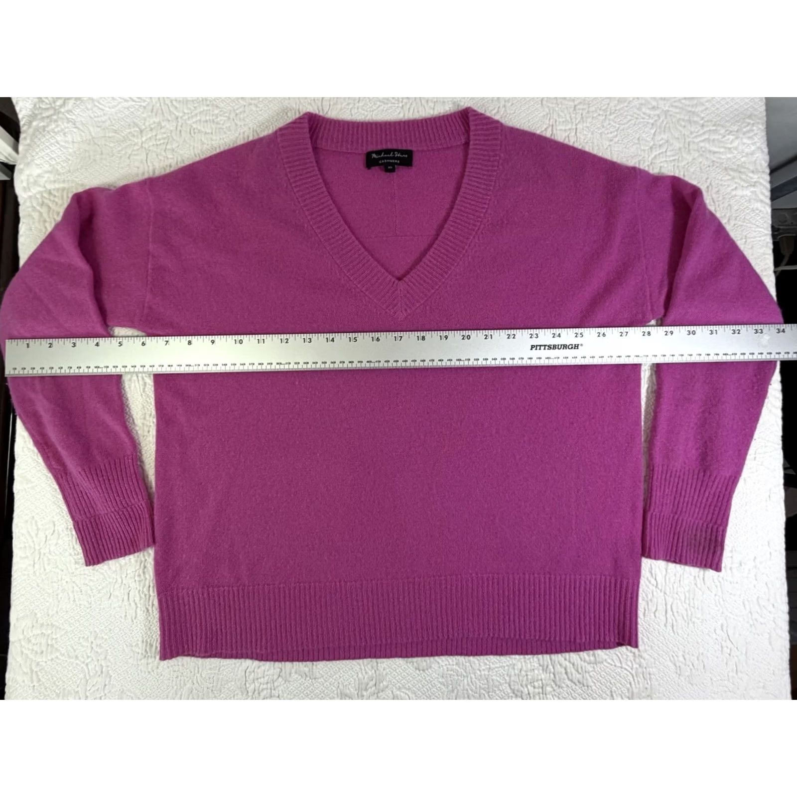 Michael Stars VINTAGE? No. Michael Stars Pink Cashmere V-Neck Pullover Sweater XS Women Long Sleeve Pullover Shirt? Size XS / US 0-2 / IT 36-38 - 4 Thumbnail