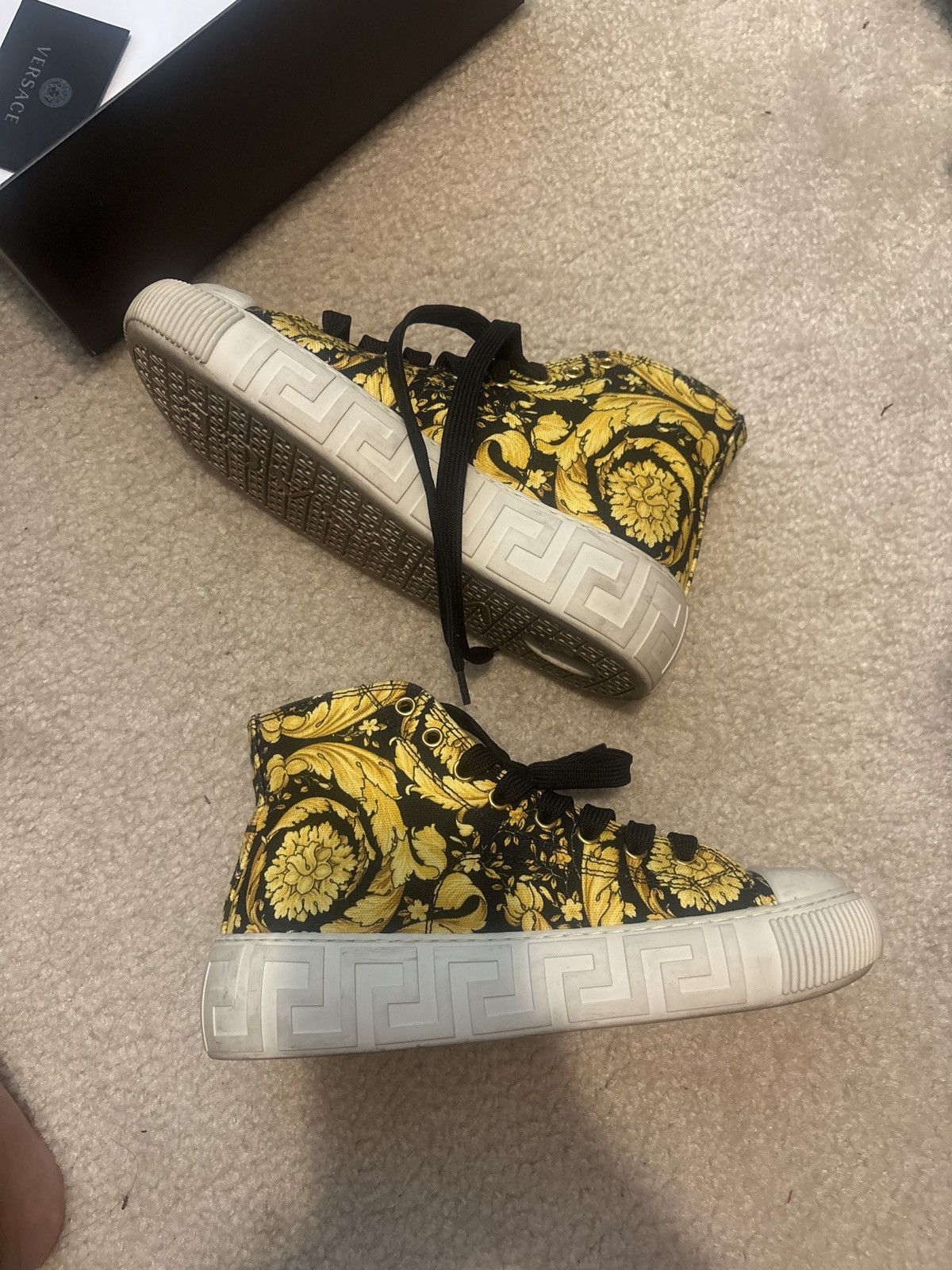 Hightop black  gold  and yellow shoes