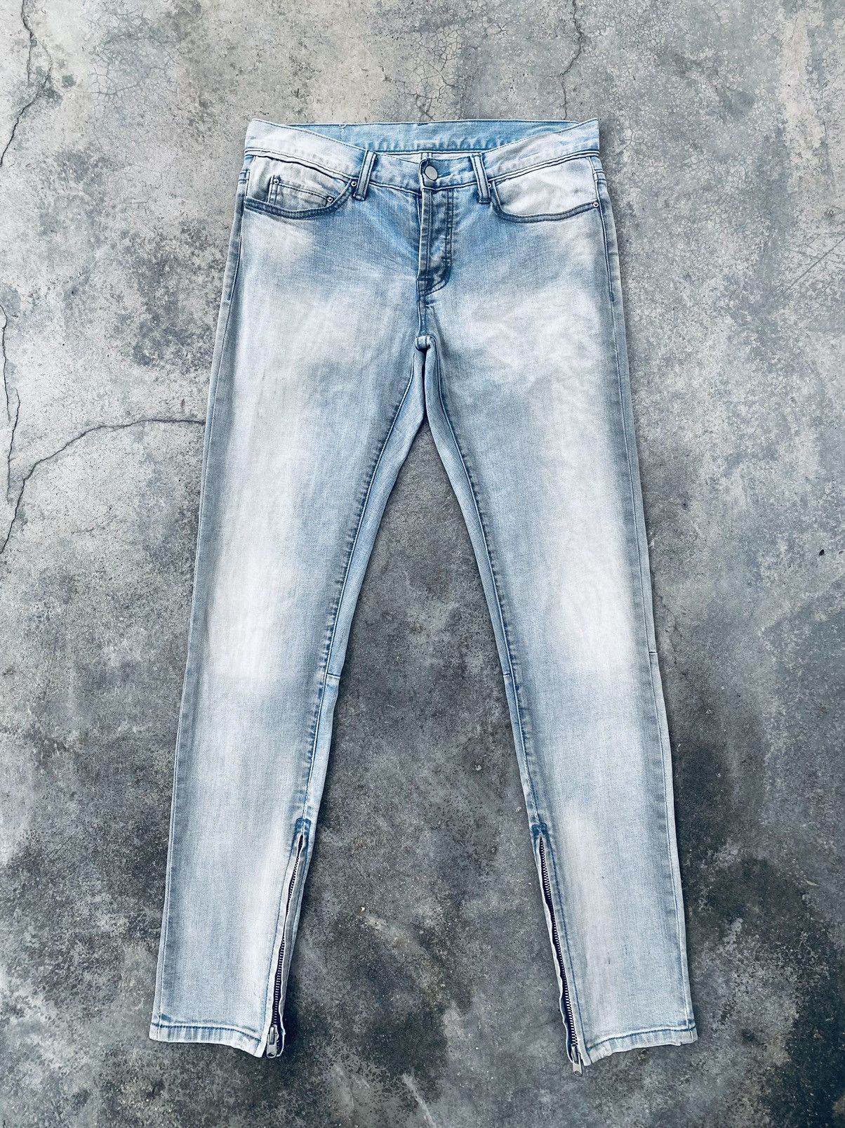 MNML MNML Zipper Distressed Denim Pants Size US 33 - 1 Thumbnail