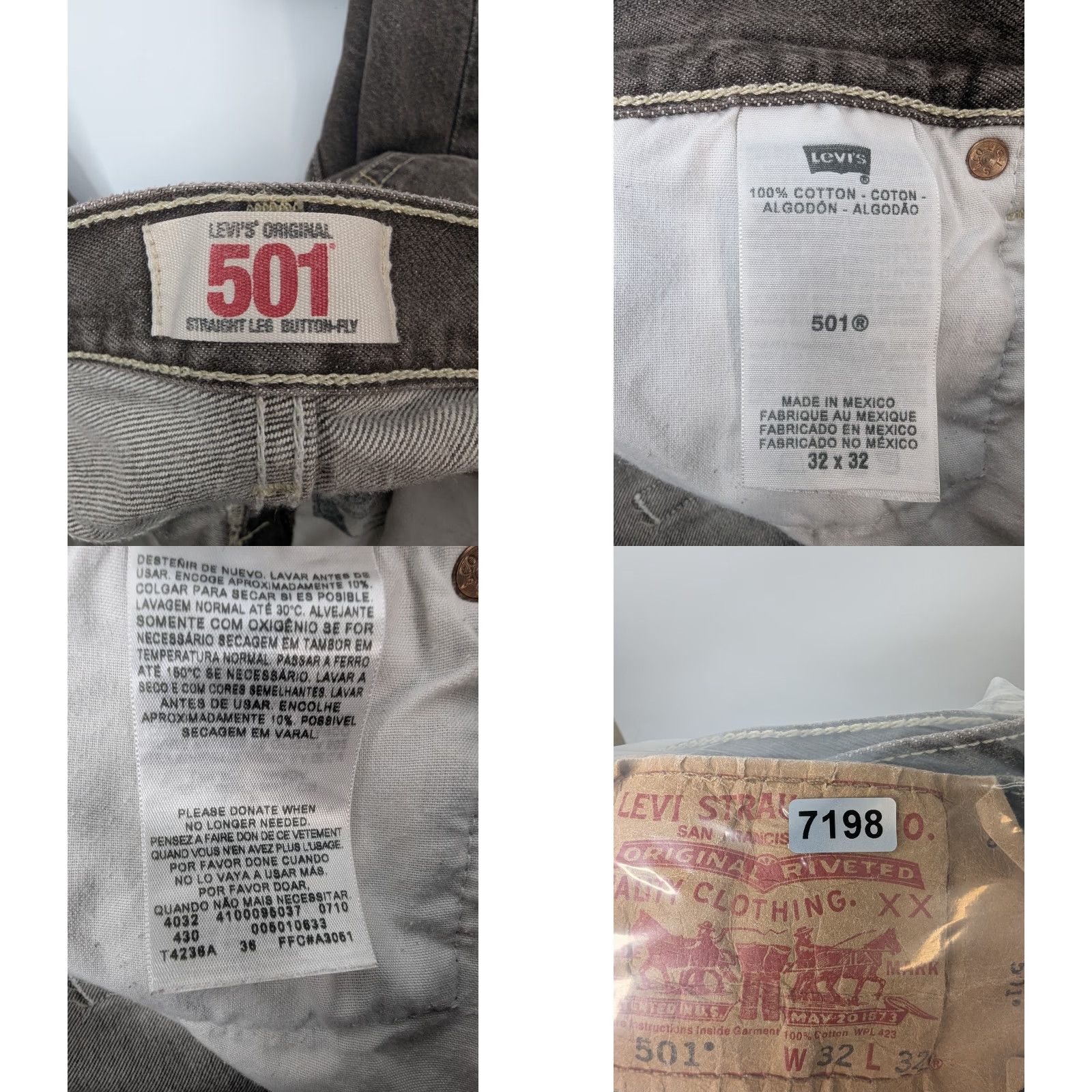 Levi's VINTAGE Levi's 501 Jeans Mens Straight Brown Denim 30x29 Button Fly 5-Pocket Regular Fit Cotton Jeans 1980s Y2K Size US 30 / EU 46 - 9 Thumbnail