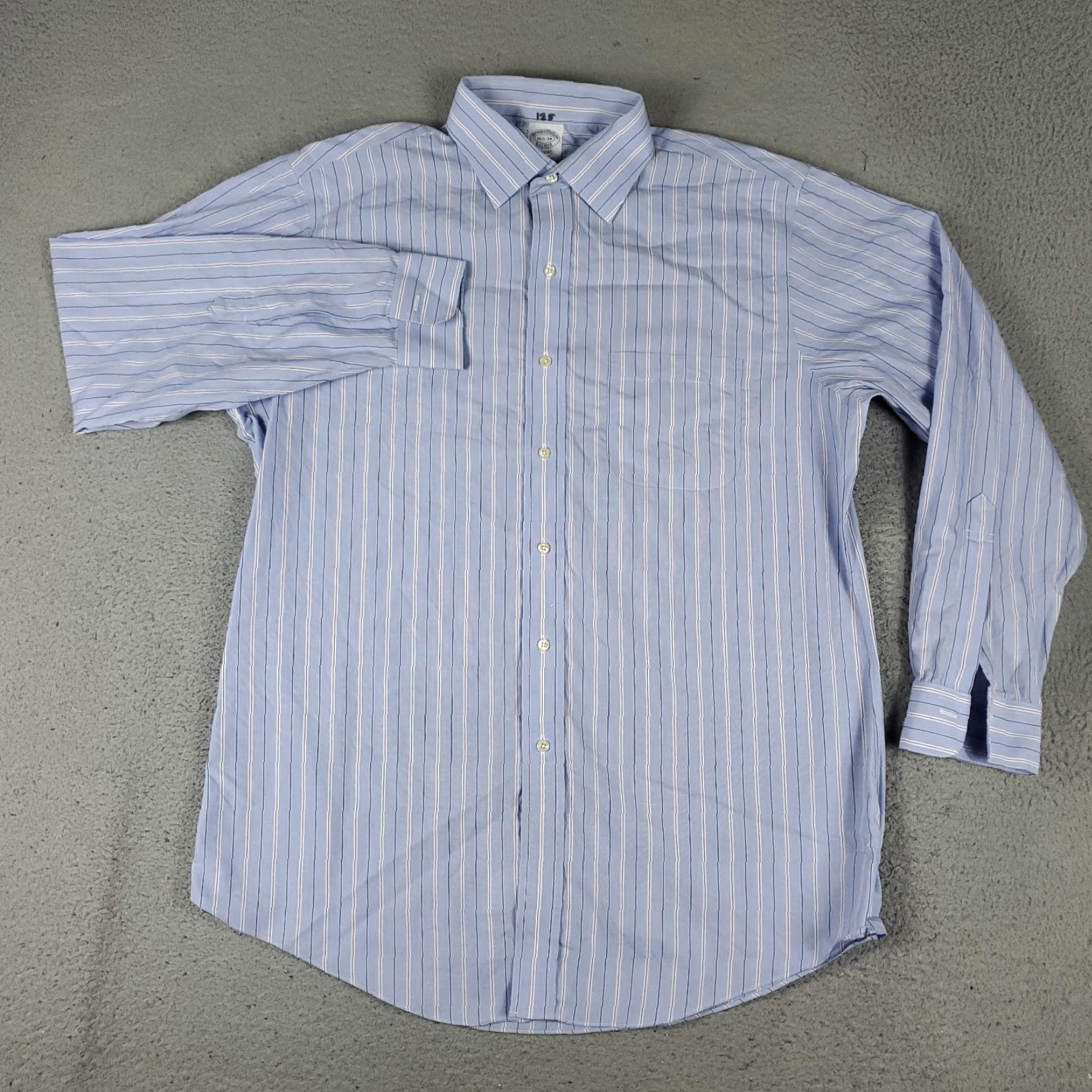 Brooks Brothers Brooks Brothers Dress Shirt Mens 16.5 Blue Striped Long Sleeve Button-Up Regular Fit Size 42R - 2 Thumbnail