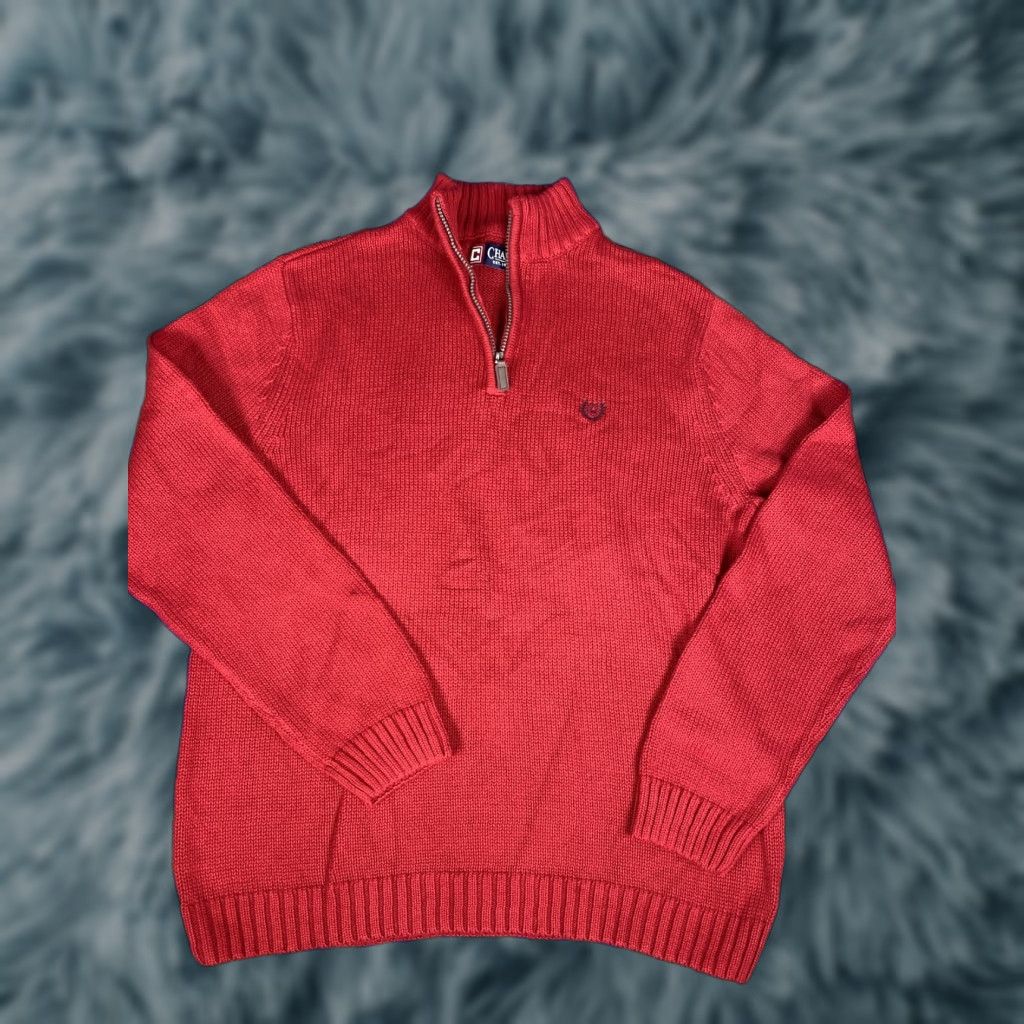 Chaps Chaps Ralph Lauren Sweater Mens L Red 1/4 Zip Knit Pullover Size US L / EU 52-54 / 3 - 1 Thumbnail