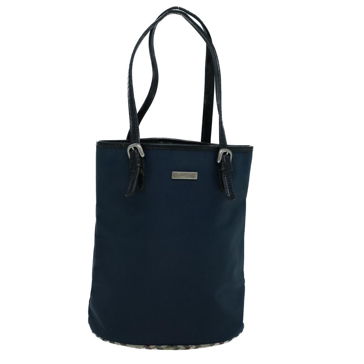 image of Burberry Nova Check Shoulder Bag Nylon Leather Navy Beige Auth Bs8926 in Navy/Beige, Women's