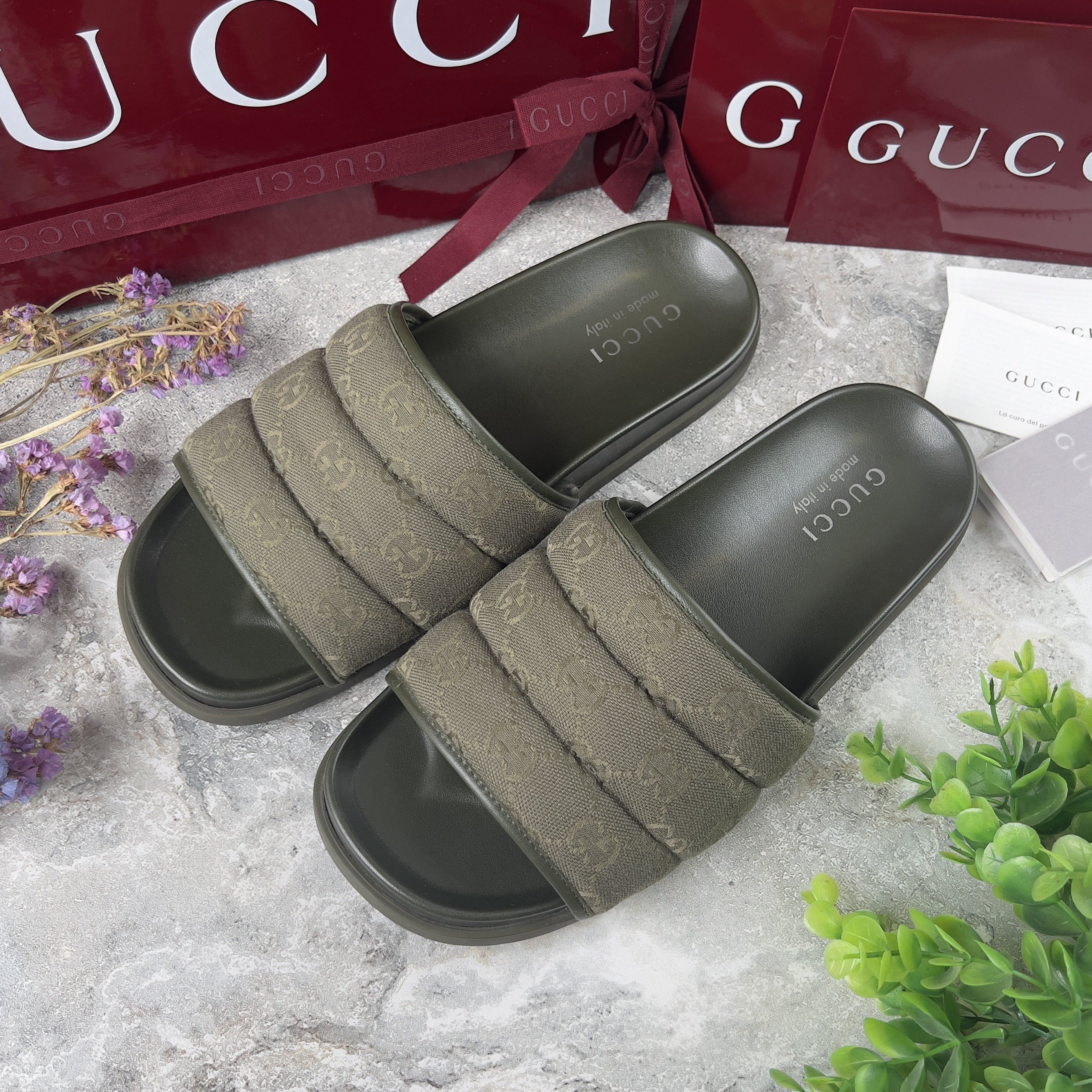 Gucci Gucci GG Monogram Quilted Slide Sandals Canvas Fabric Size US 7.5 / EU 40-41 - 1 Thumbnail