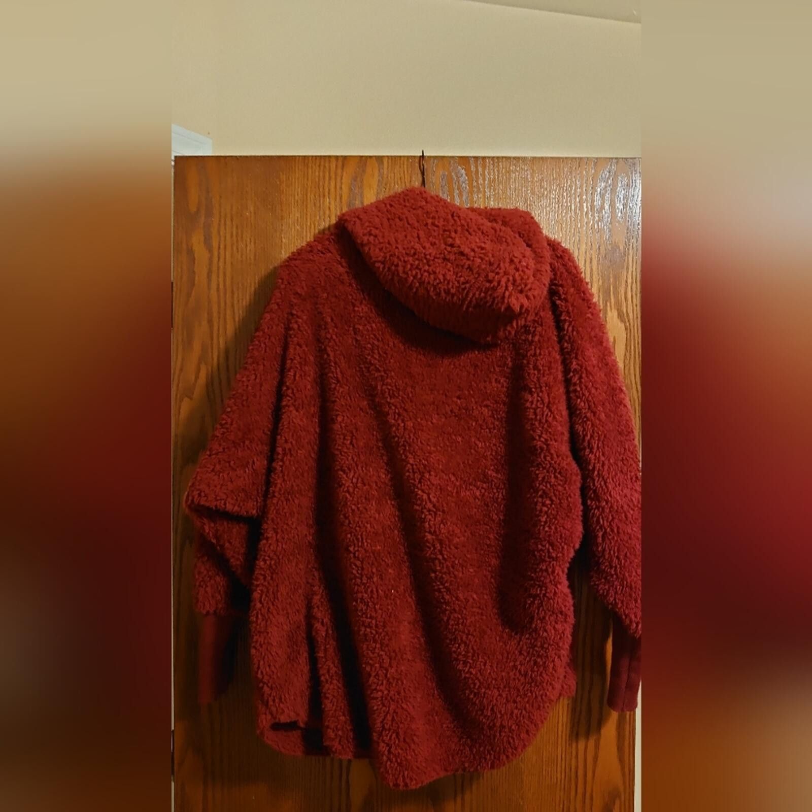 Other Nordic Beach Women's Red Plush Hooded Coat Size ONE SIZE - 3 Thumbnail