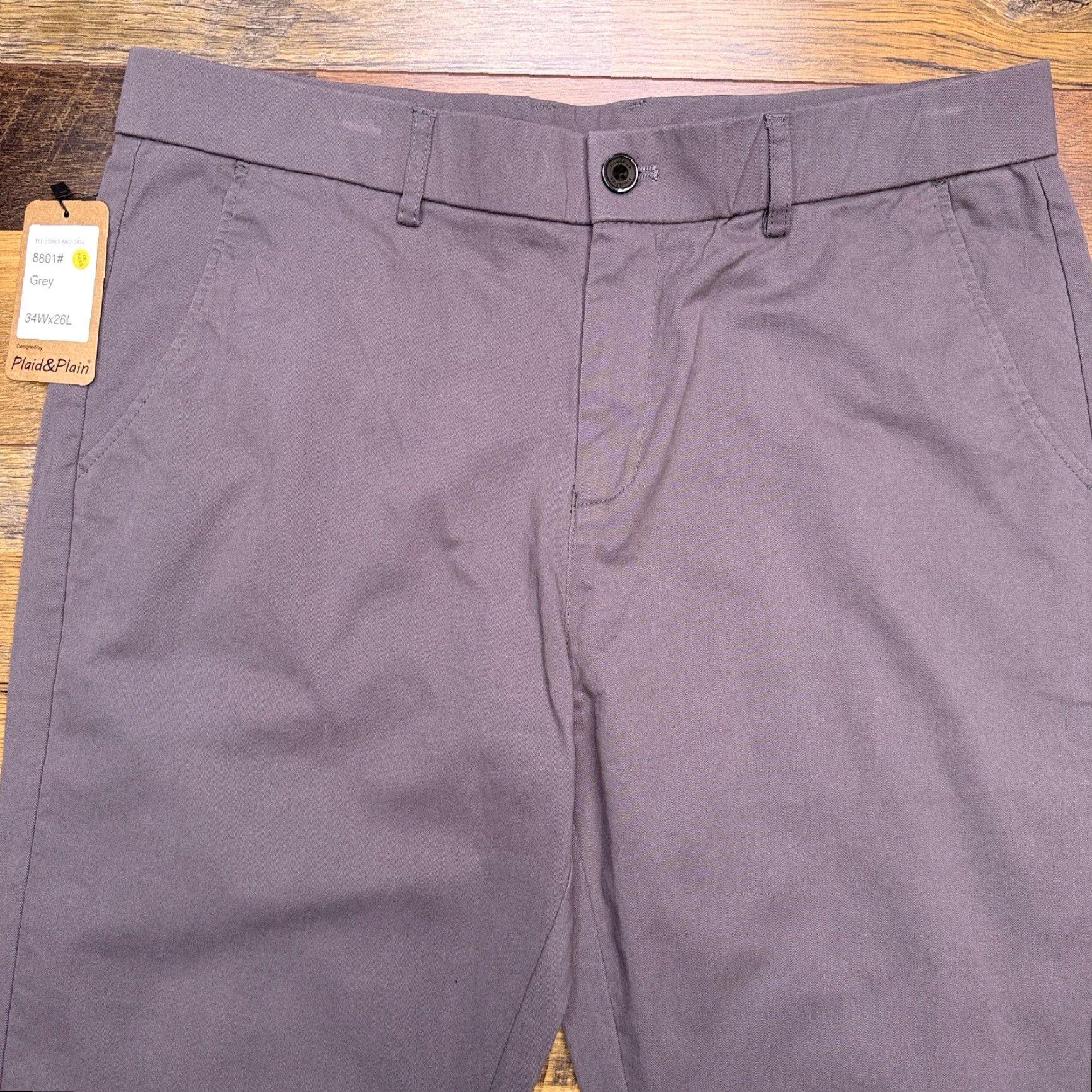 Vintage Plaid & Plain Slim Fit Pants Mens 34x28 Gray Mid Rise Stretch New Size US 34 / EU 50 - 3 Thumbnail